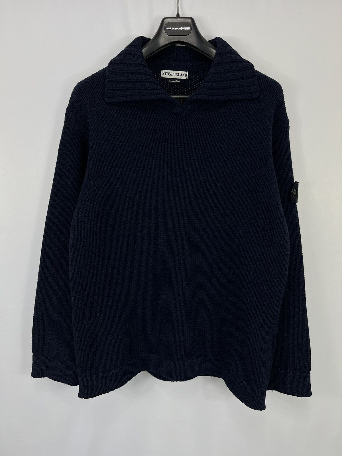 image of 1997 Stone Island Knitwear Sweater L/xl in Navy, Men's (Size Large)