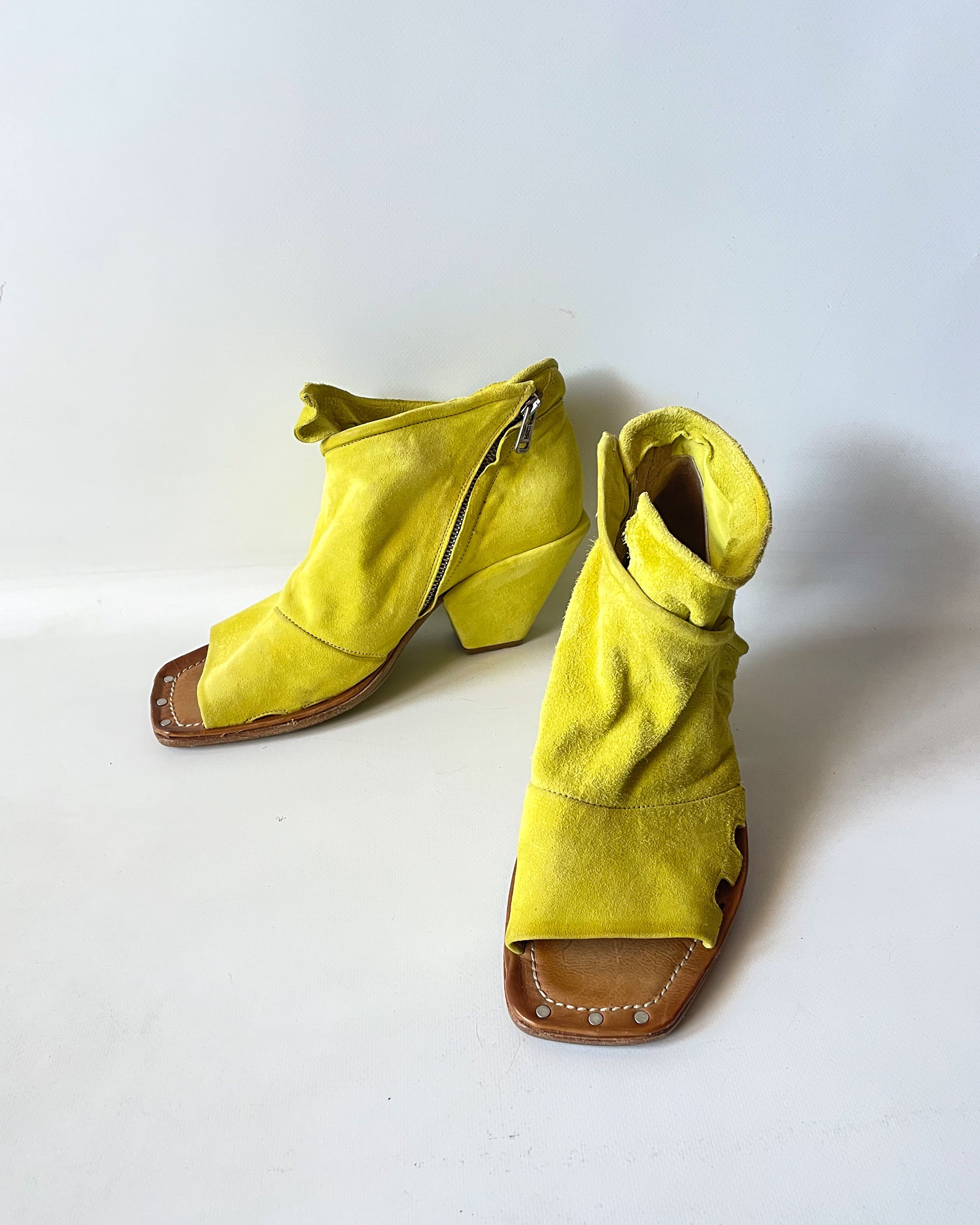 A.S.98 A.S.98 Yellow Suede Leather Sandals Size US 10 / IT 40 - 1 Thumbnail