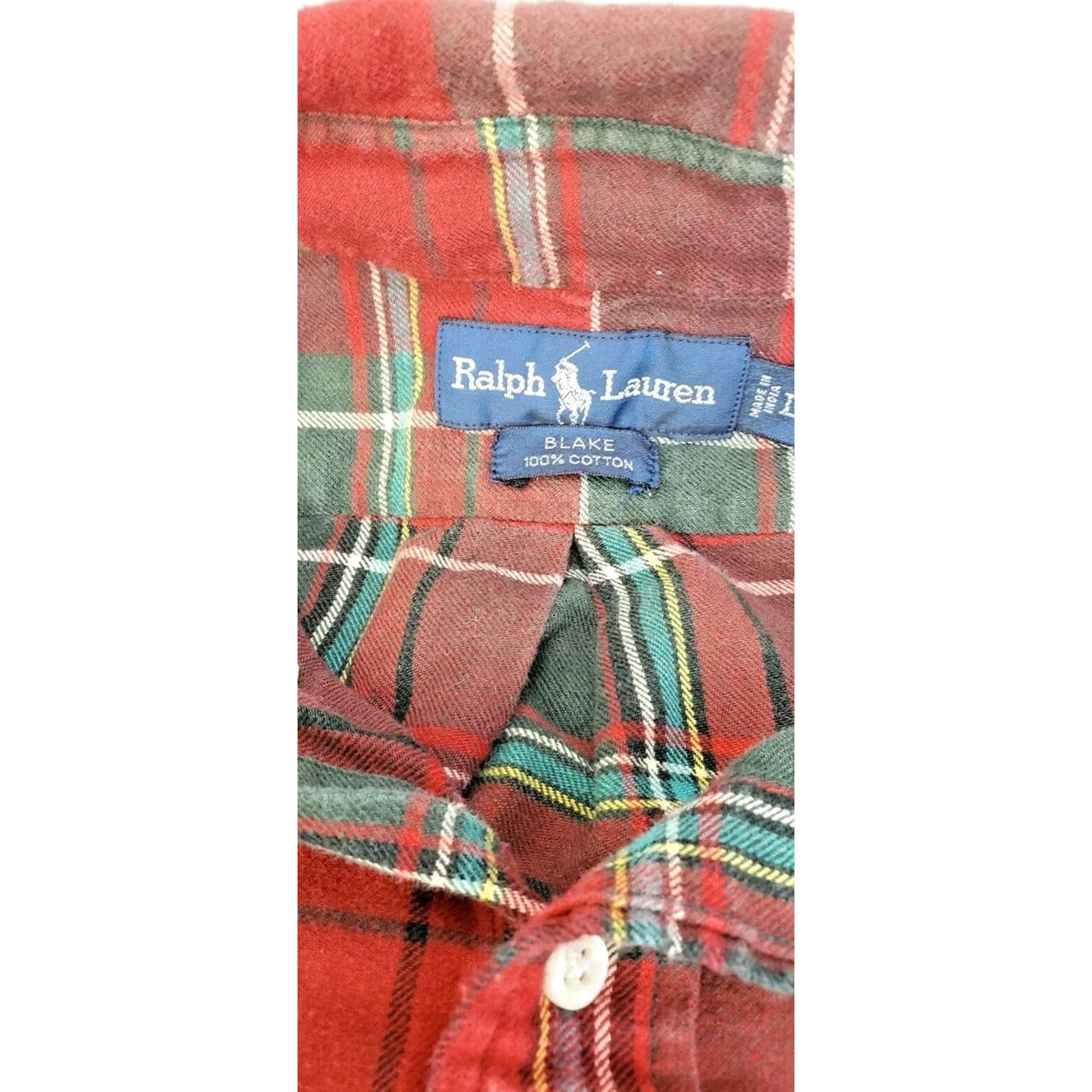 Ralph Lauren Ralph Lauren BLAKE Plaid Flannel Button Shirt Men L Red Green Long Sleeve Cotton Shirt Size US L / EU 52-54 / 3 - 7 Thumbnail