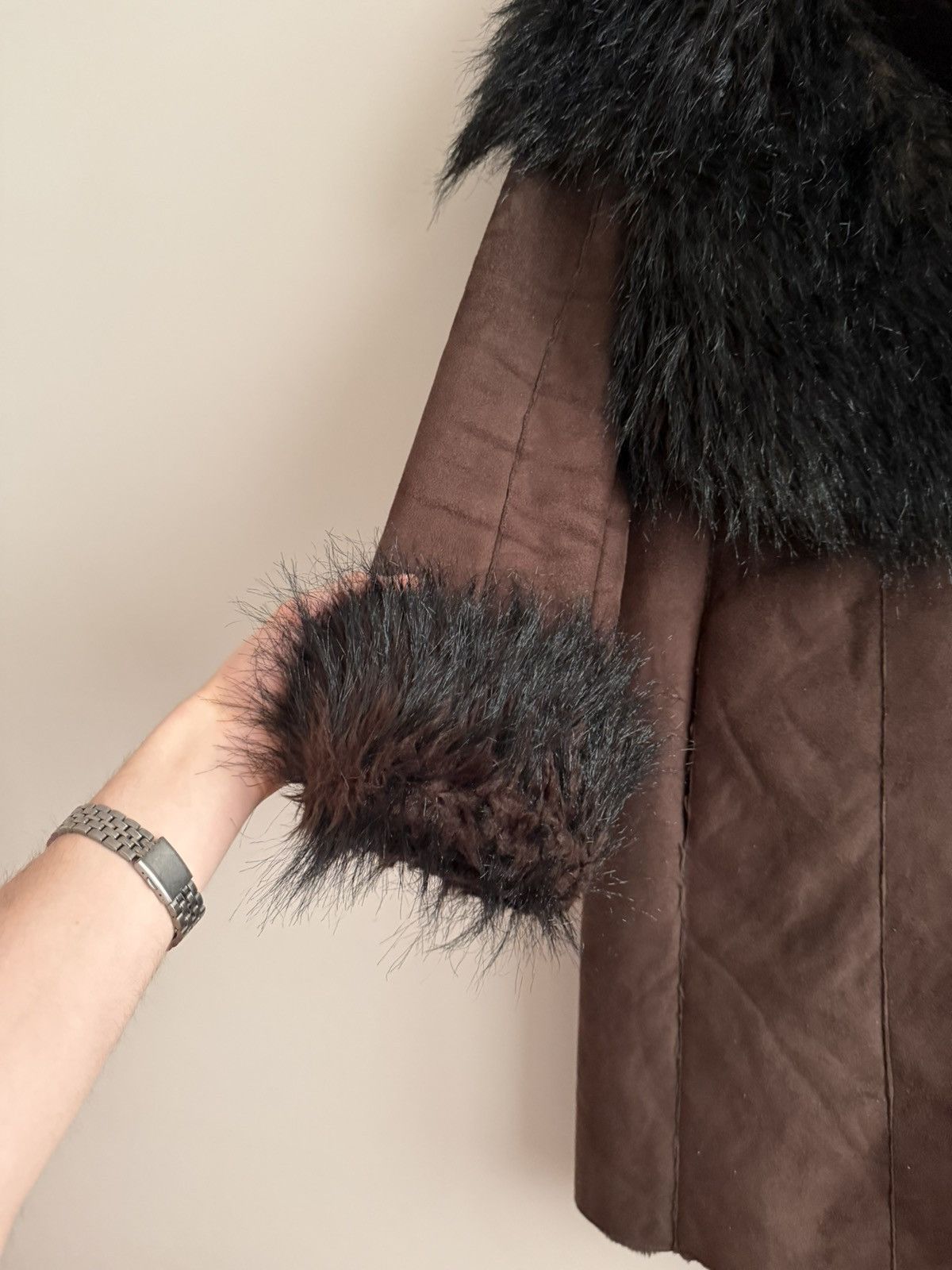 Vintage Vintage 00’s Penny Lane Faux Fur Trim Jacket Fur Trim Jacket Size M / US 6-8 / IT 42-44 - 3 Thumbnail