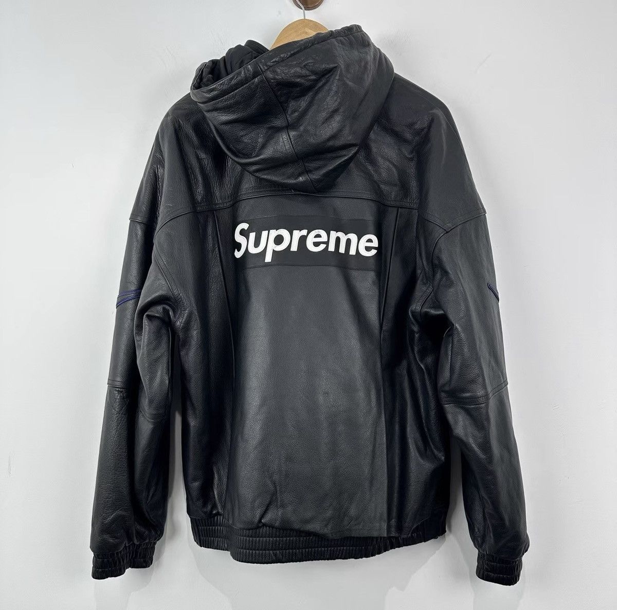 Nike × Supreme Supreme Nike Leather Anorak Jacket Black | Grailed