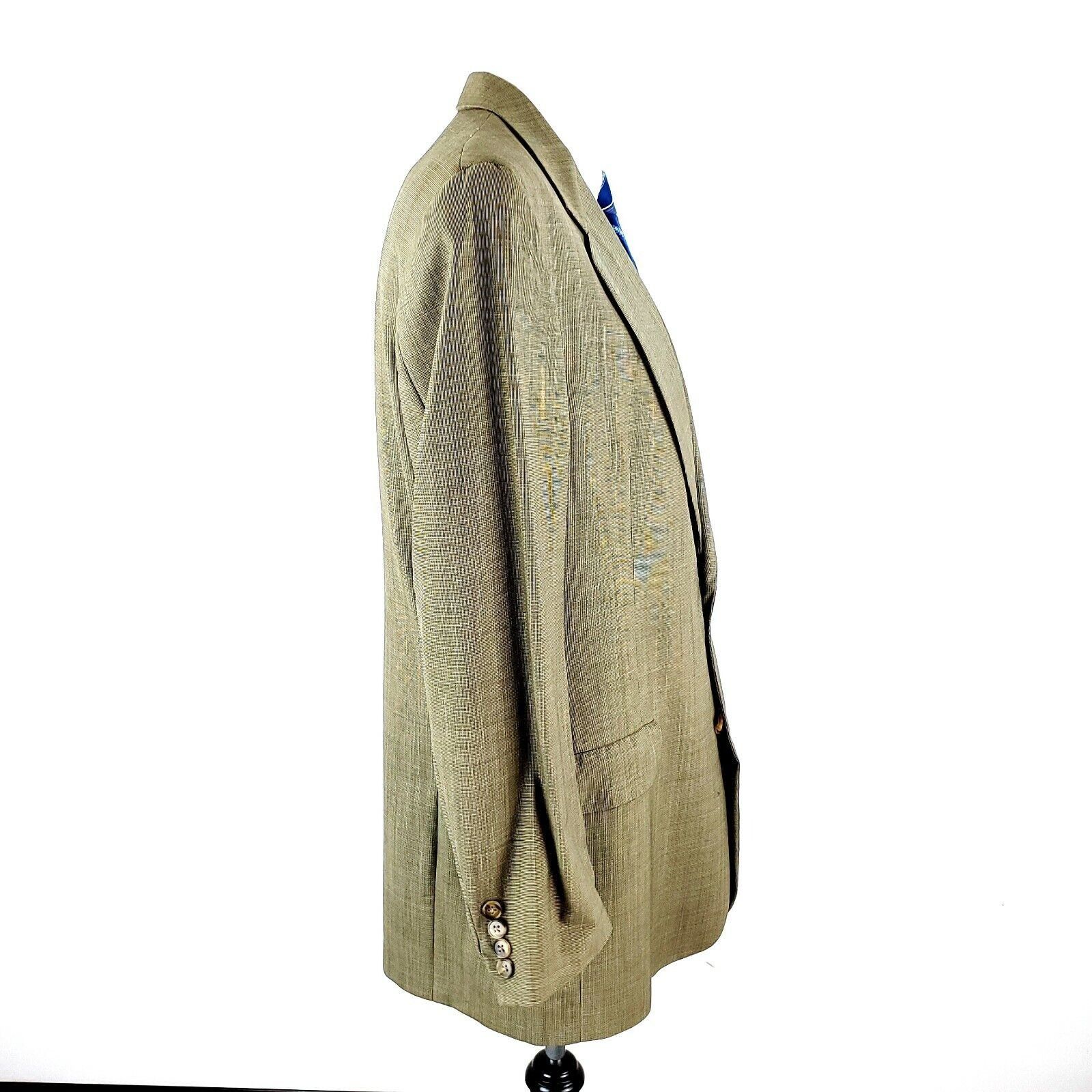 Hart Schaffner Marx Hart Schaffner Marx Wool 2 Button Blazer 42L Tan Nailshead S Size 42L - 7 Thumbnail