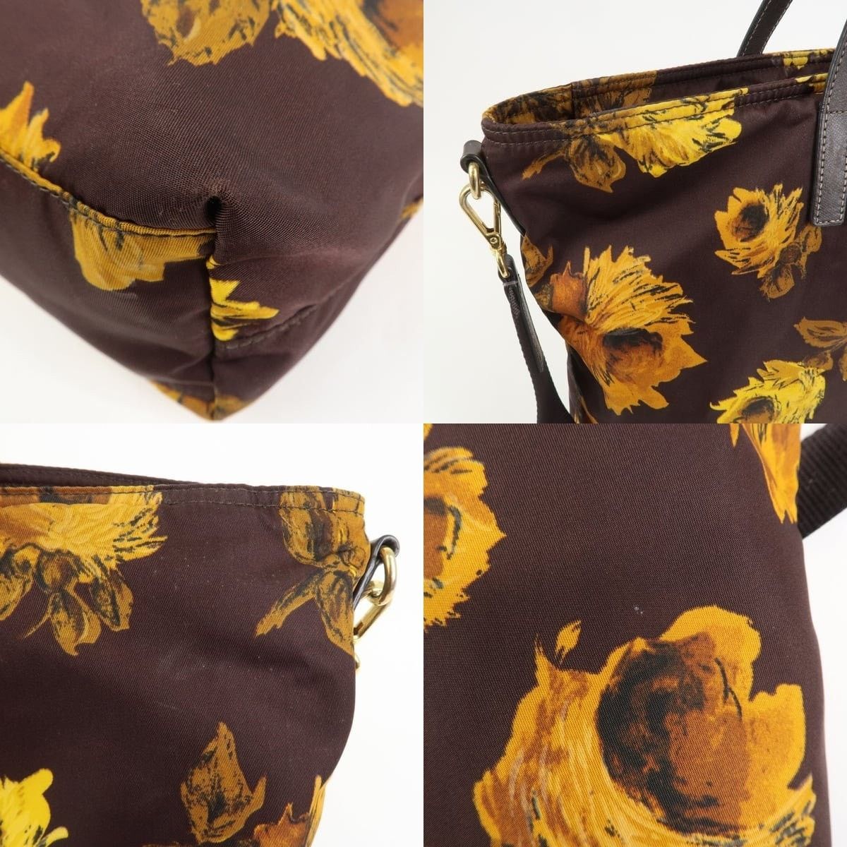 Prada Prada Triangle Logo Nylon Tote Brown Size ONE SIZE - 6 Thumbnail