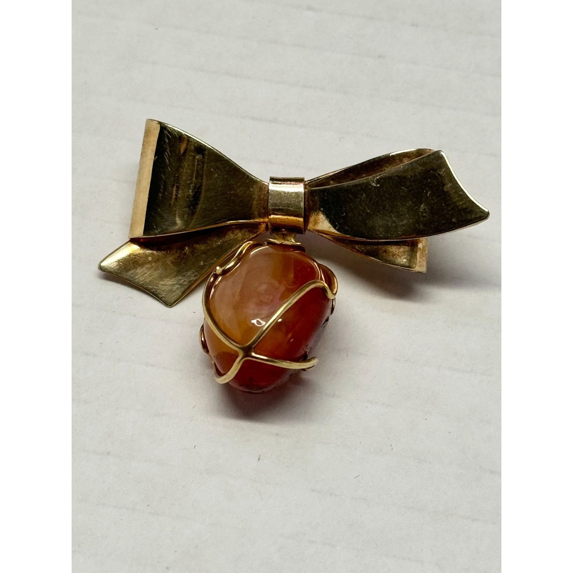 Vintage Vintage Agate stone bow brooch pin Size ONE SIZE - 2 Thumbnail