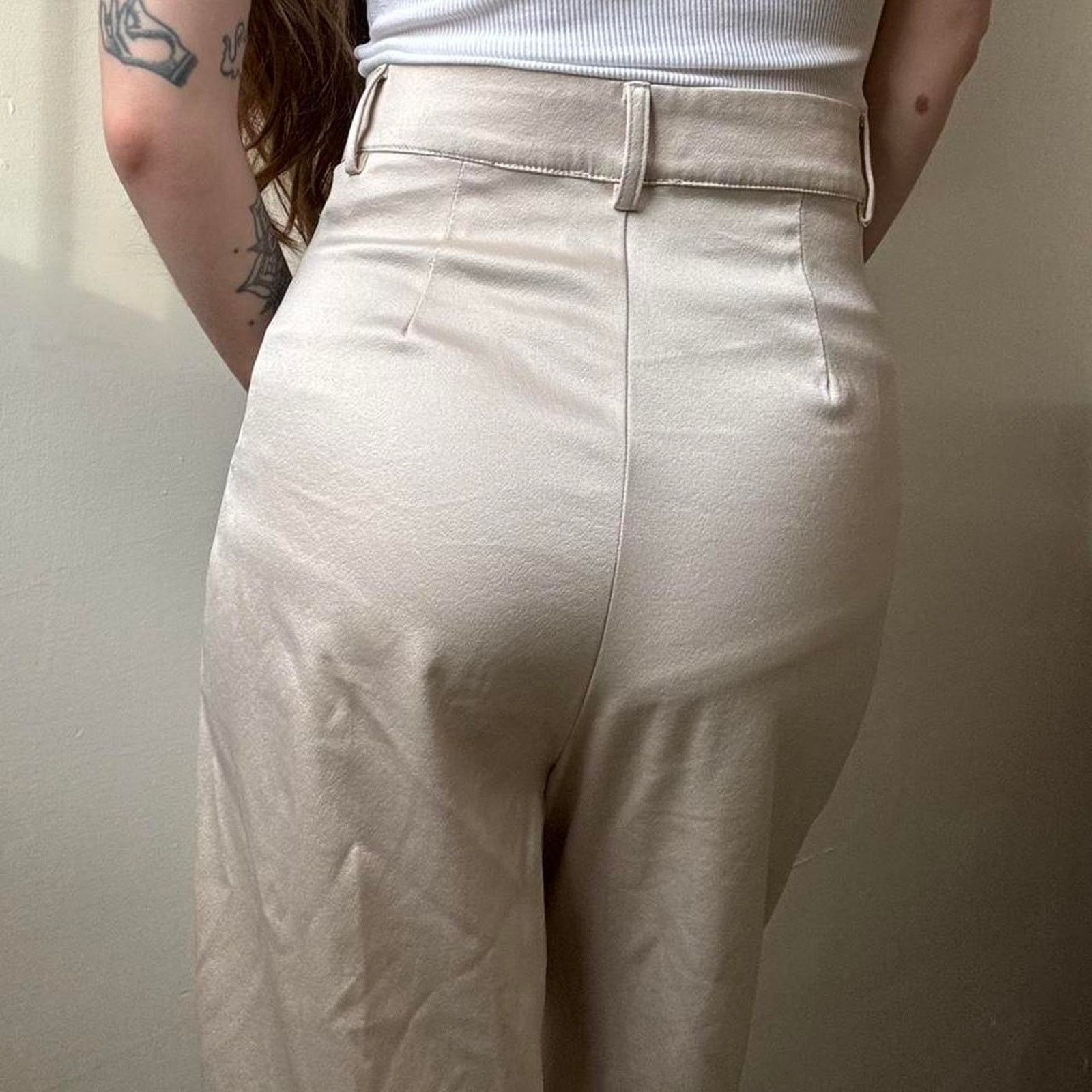 PRINCESS POLLY Princess Polly Champagne Satin High Waist Trousers 0 Size 25" / US 0 / IT 36 - 3 Thumbnail