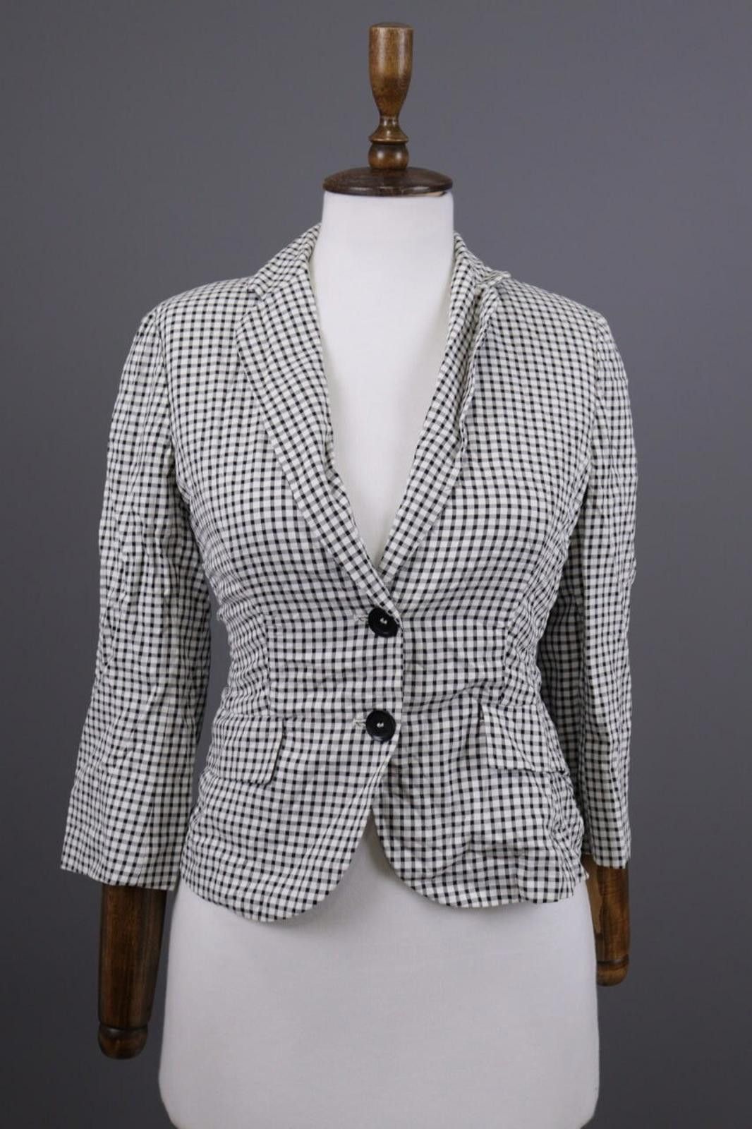 Designer Max Mara White & Black Blazer Jacket Size I 40 / USA 6 Size M / US 6-8 / IT 42-44 - 1 Thumbnail