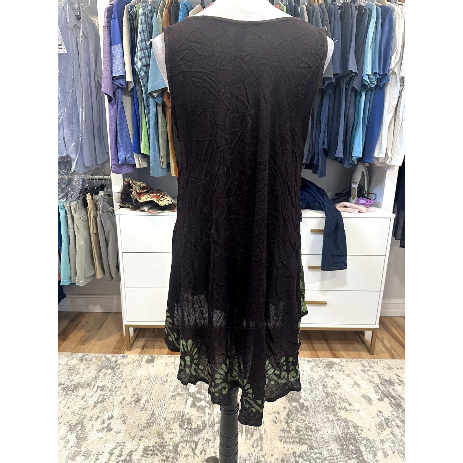 Sunflower Sunflower Sleevelss Tunic Dress Black Yellow OS Semi Sheer Size ONE SIZE - 4 Thumbnail