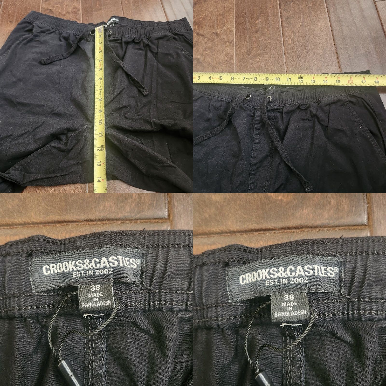 Crooks & Castles Crooks & Castles Jogger Pants Mens Size 38 Black Cargo Pocket Regular Fit Cotton Spandex Streetwear Size US 38 / EU 54 - 9 Thumbnail