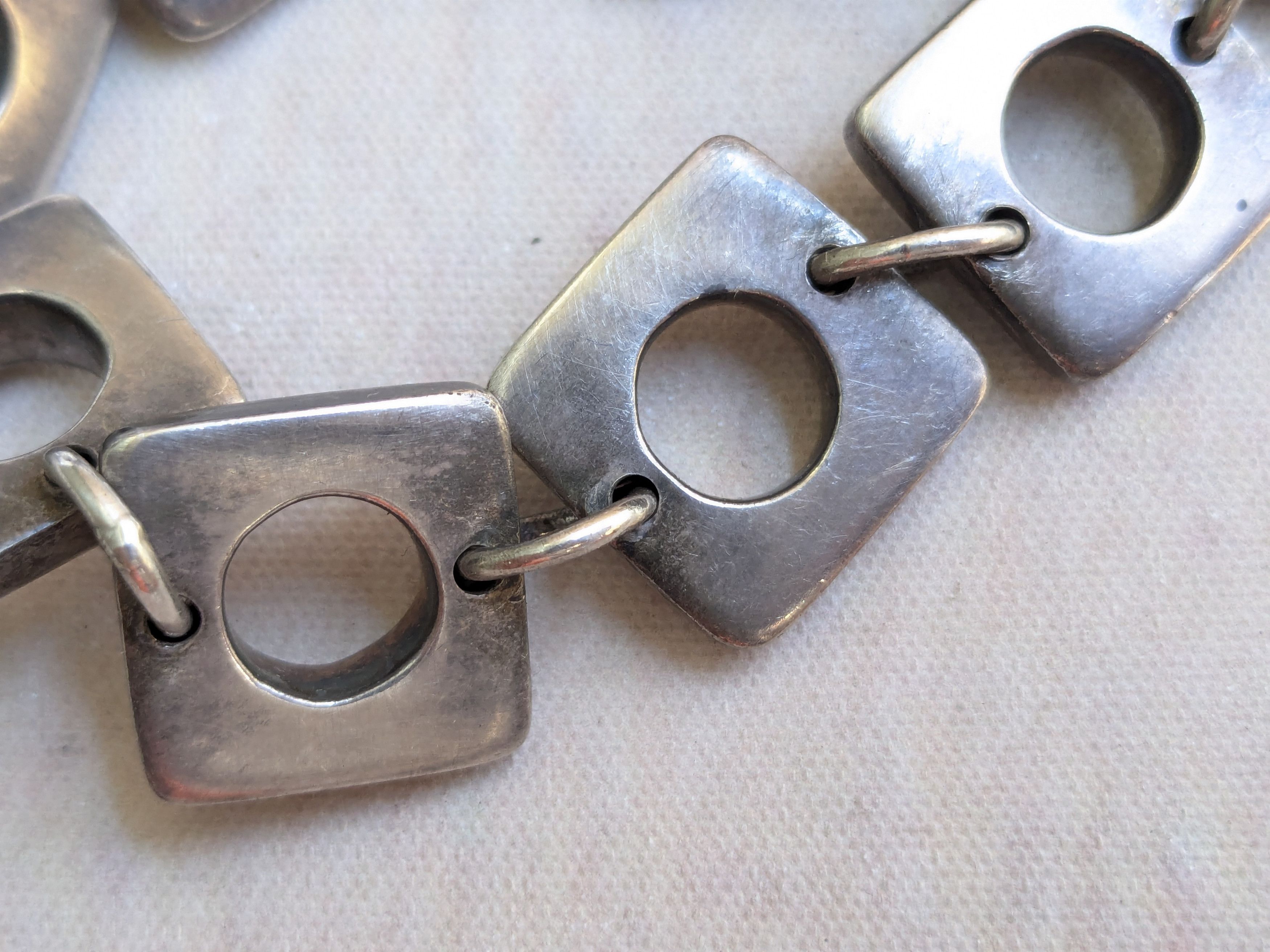 Vintage Vintage Sterling Silver Bracelet Cushion Square Round Size ONE SIZE - 14 Thumbnail