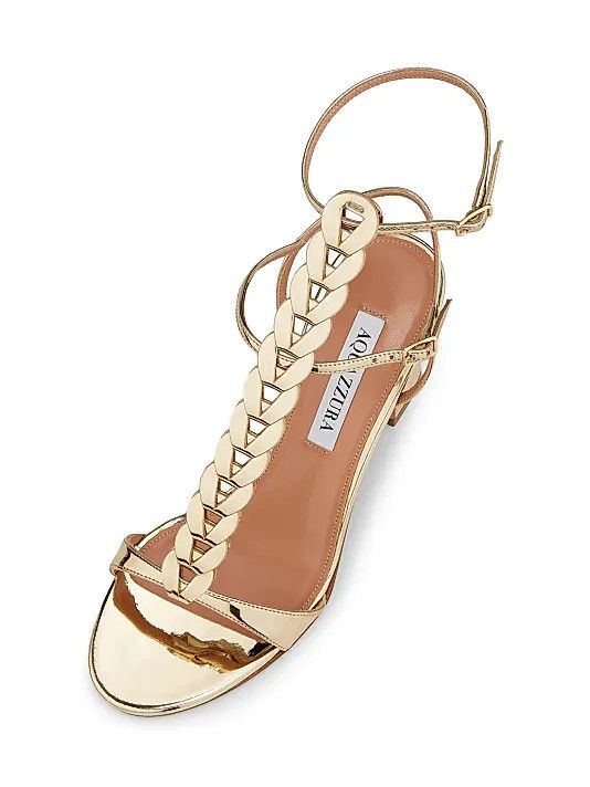 Aquazzura os11x1225 Destiny 85MM Metallic Leather Gladiator Sandals Size US 9 / IT 39 - 4 Thumbnail