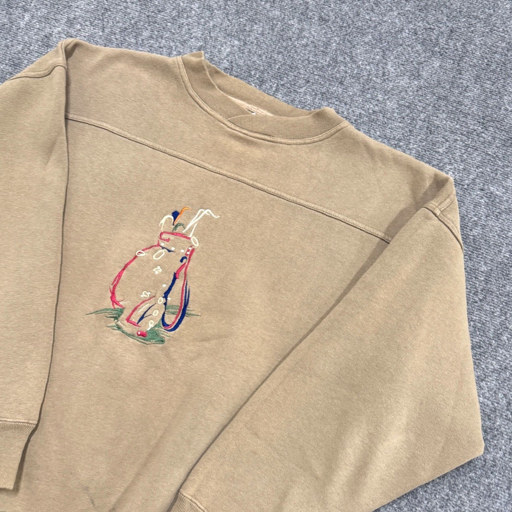 Vintage Crable Sportswear Sweater Pullover Men's XL Embroidered Golf Distressed Beige Cotton Blend Size US XL / EU 56 / 4 - 2 Thumbnail