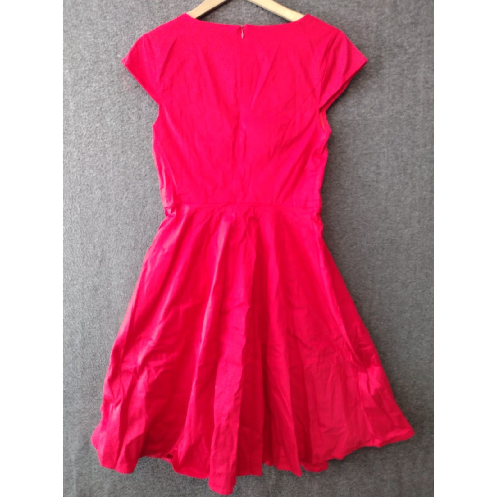 Vintage Pukavt Cap Sleeve Knee Length Dress Red M Fit & Flare Dress Shirt Women Size M / US 6-8 / IT 42-44 - 2 Thumbnail