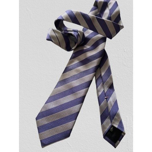 Luigi Borrelli LUIGI BORRELLI Napoli Men's 100% Silk Tie Blue Gray/Silver S Size ONE SIZE - 3 Thumbnail