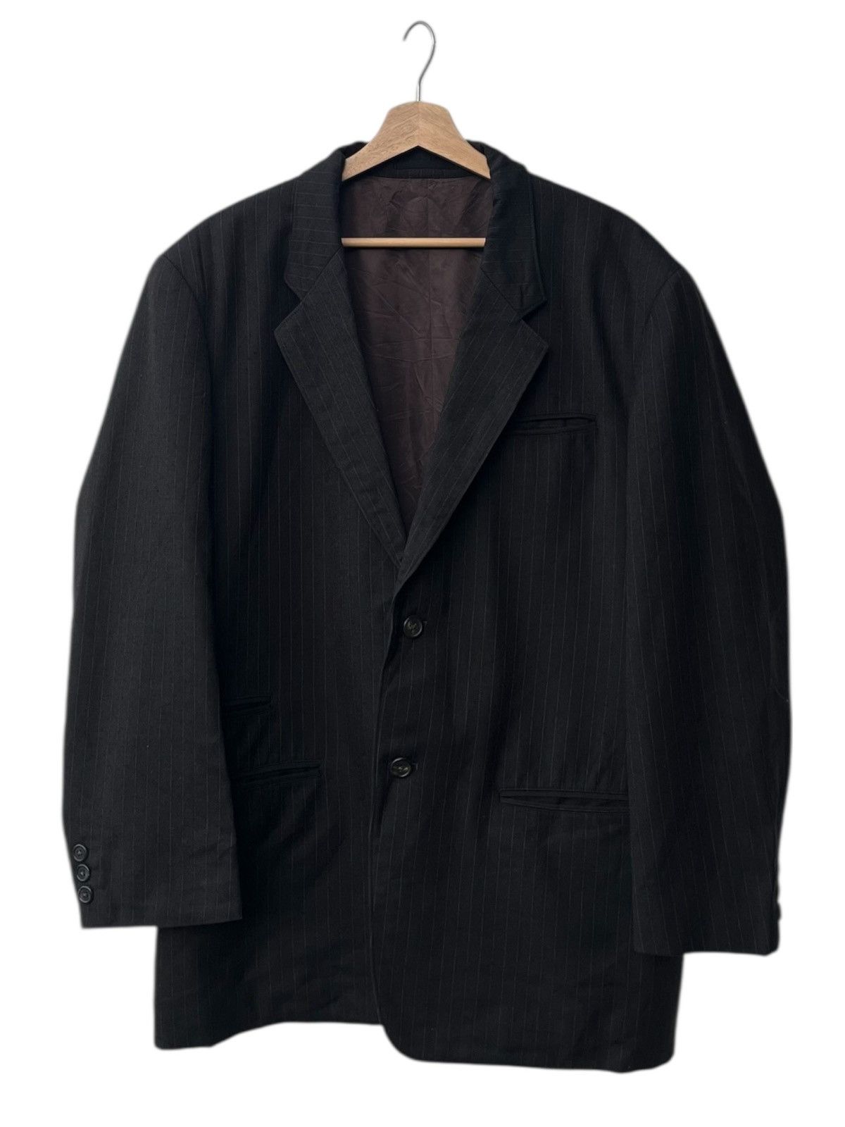 Yohji Yamamoto Y’s For Men Brown Striped Black Tailored Jacket Size US M / EU 48-50 / 2 - 1 Thumbnail