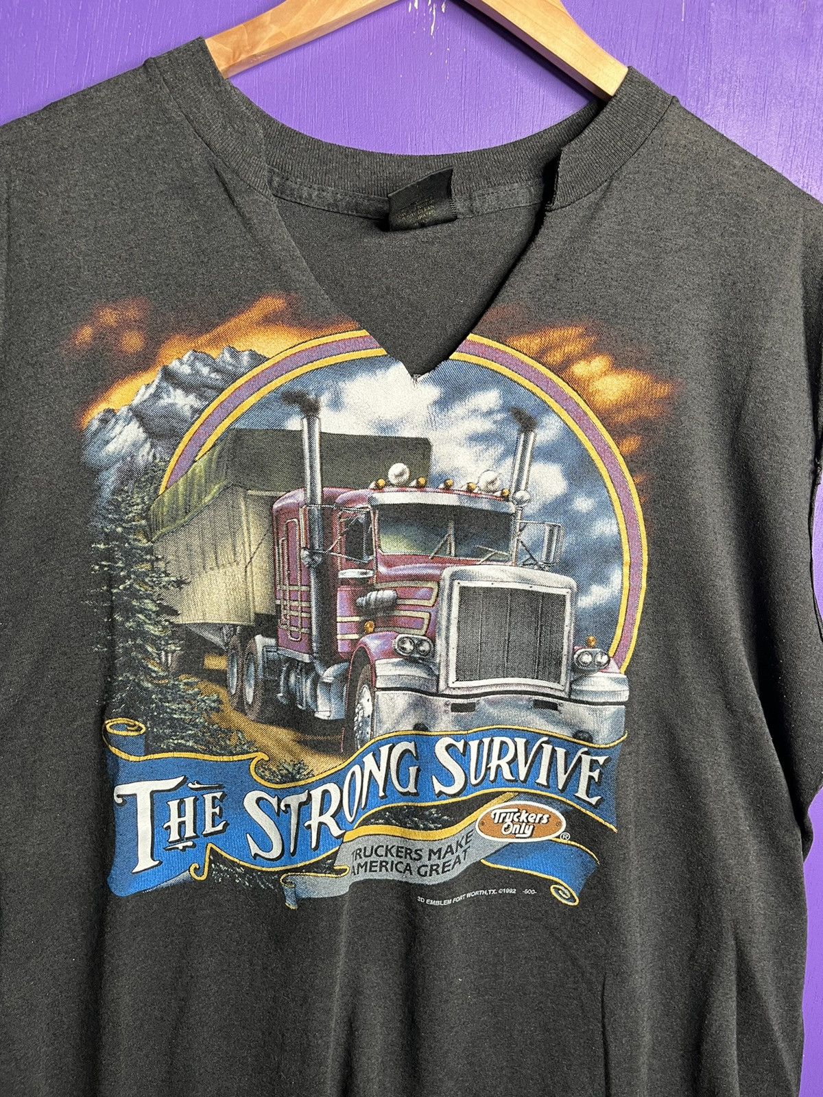 Harley Davidson × Vintage Vintage 1992 3D emblem truckers only strong survive tee Size US L / EU 52-54 / 3 - 3 Thumbnail