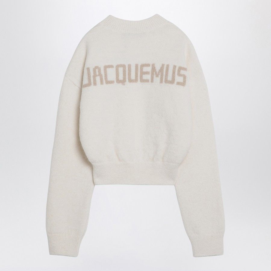 Jacquemus o1d2blof0824 Pullover Wool Blend Sweater in Ivory Size M / US 6-8 / IT 42-44 - 2 Thumbnail