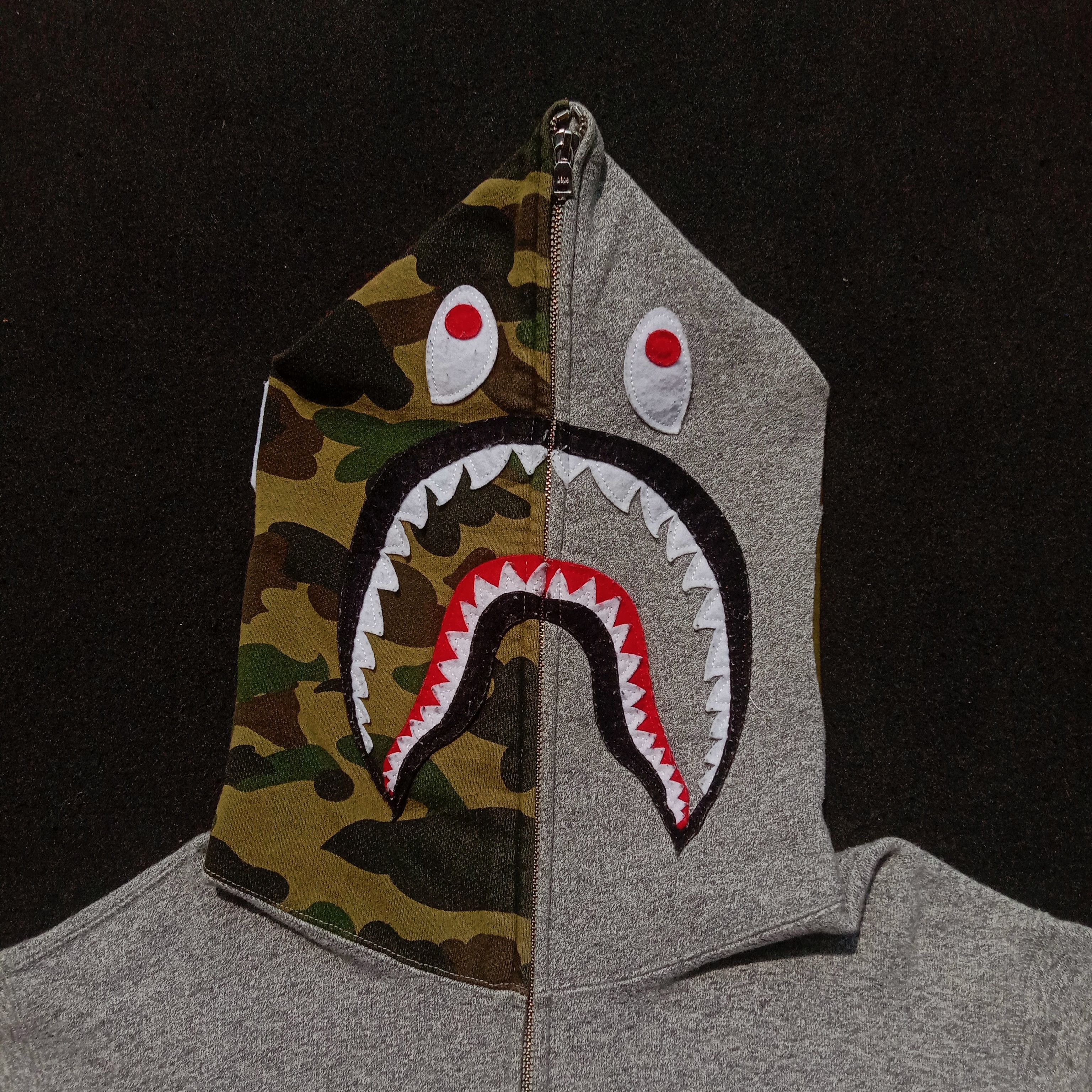 Bape Heather Shark Full Zip Hoodie (2015) Size US L / EU 52-54 / 3 - 2 Thumbnail