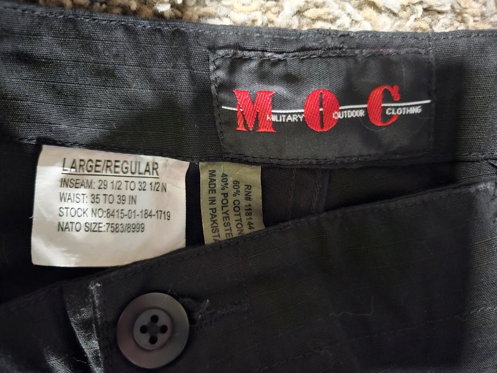 Maine Mountain Moccasin MOC Military Outdoor Clothing Ripstop Cargo Pants Black L Size US 34 / EU 50 - 4 Thumbnail