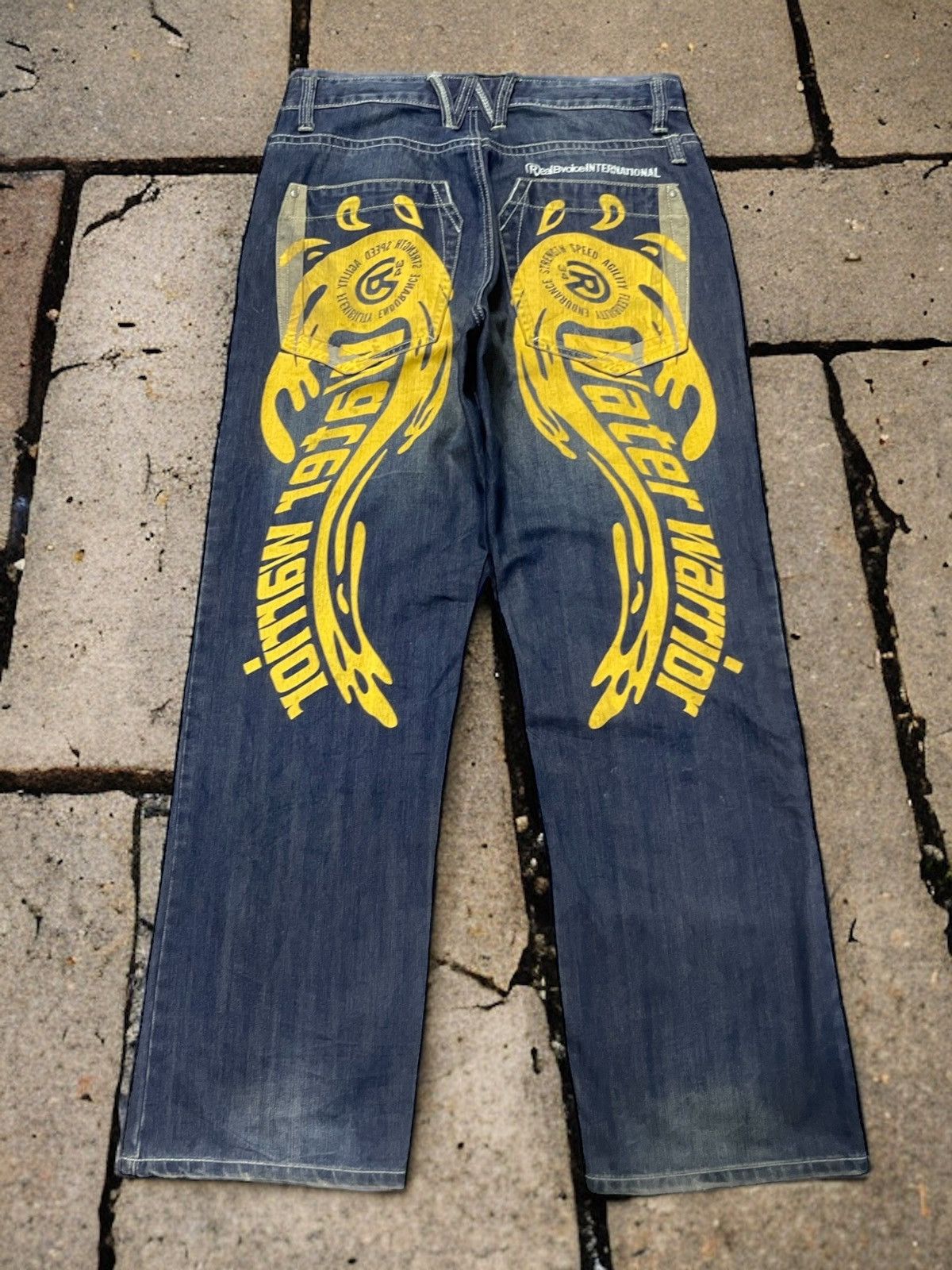KOJIMA GENES Evisu Style Real Bvoice Daicock Print Baggy Jeans Button fly Size US 34 / EU 50 - 1 Thumbnail