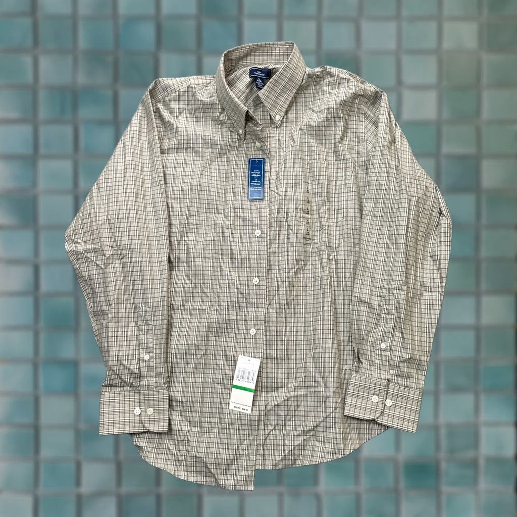 Dockers DOCKERS Shirt Mens L Beige Plaid Button-Down Wrinkle Resistant Cotton Polyester Casual Workwear Knit Bagged Box Back No Wrinkles Size US L / EU 52-54 / 3 - 1 Thumbnail