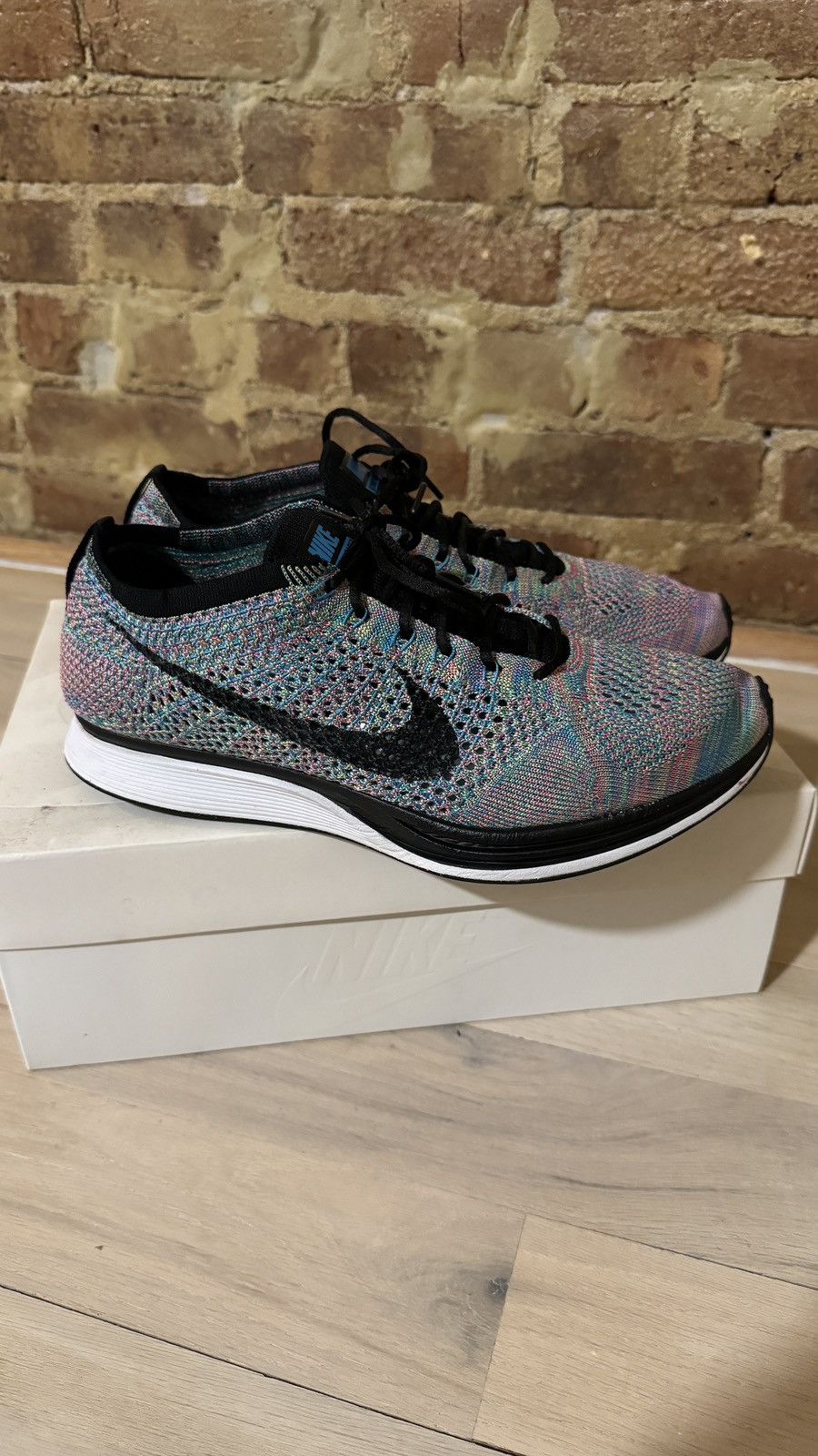 image of Nike Flyknit Racer Multicolor 3.0 Shoes, Men's (Size 9.5)