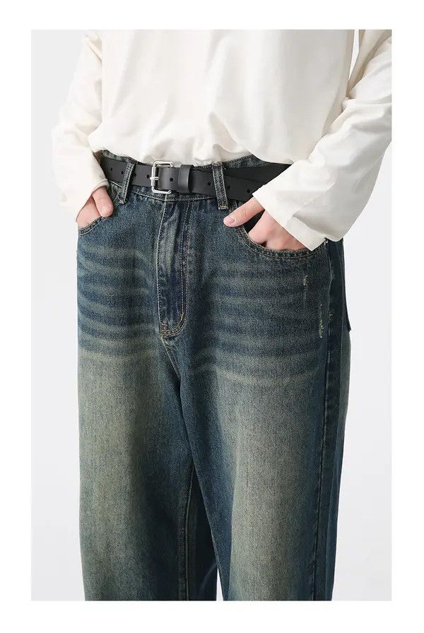 Japanese Brand VIBE Men's washed loose vintage distressed jeans Size US 32 / EU 48 - 4 Thumbnail
