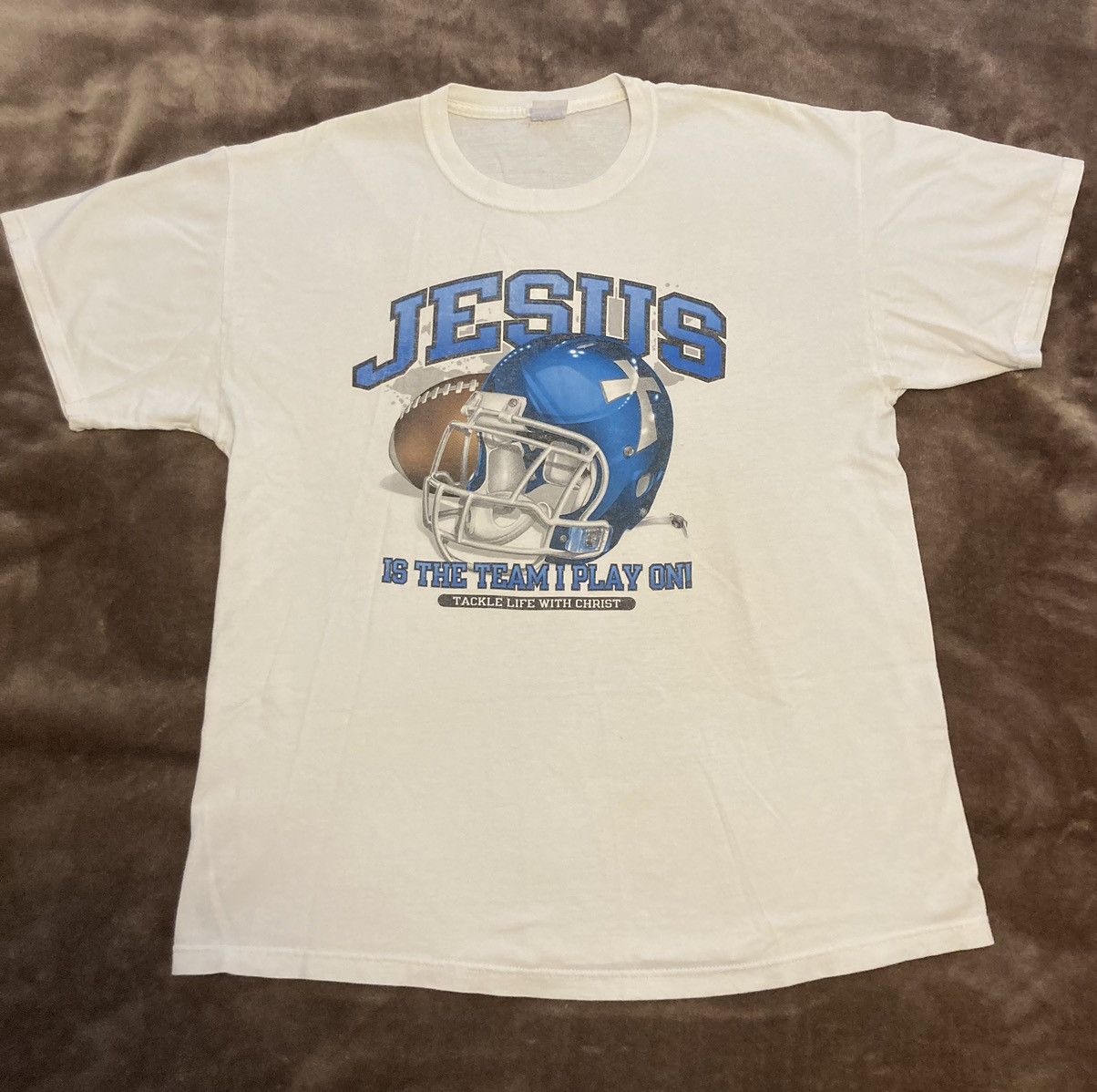 Vintage Vintage 90s Y2K Jesus Christ NFL Religious God T-shirt Size US L / EU 52-54 / 3 - 1 Thumbnail