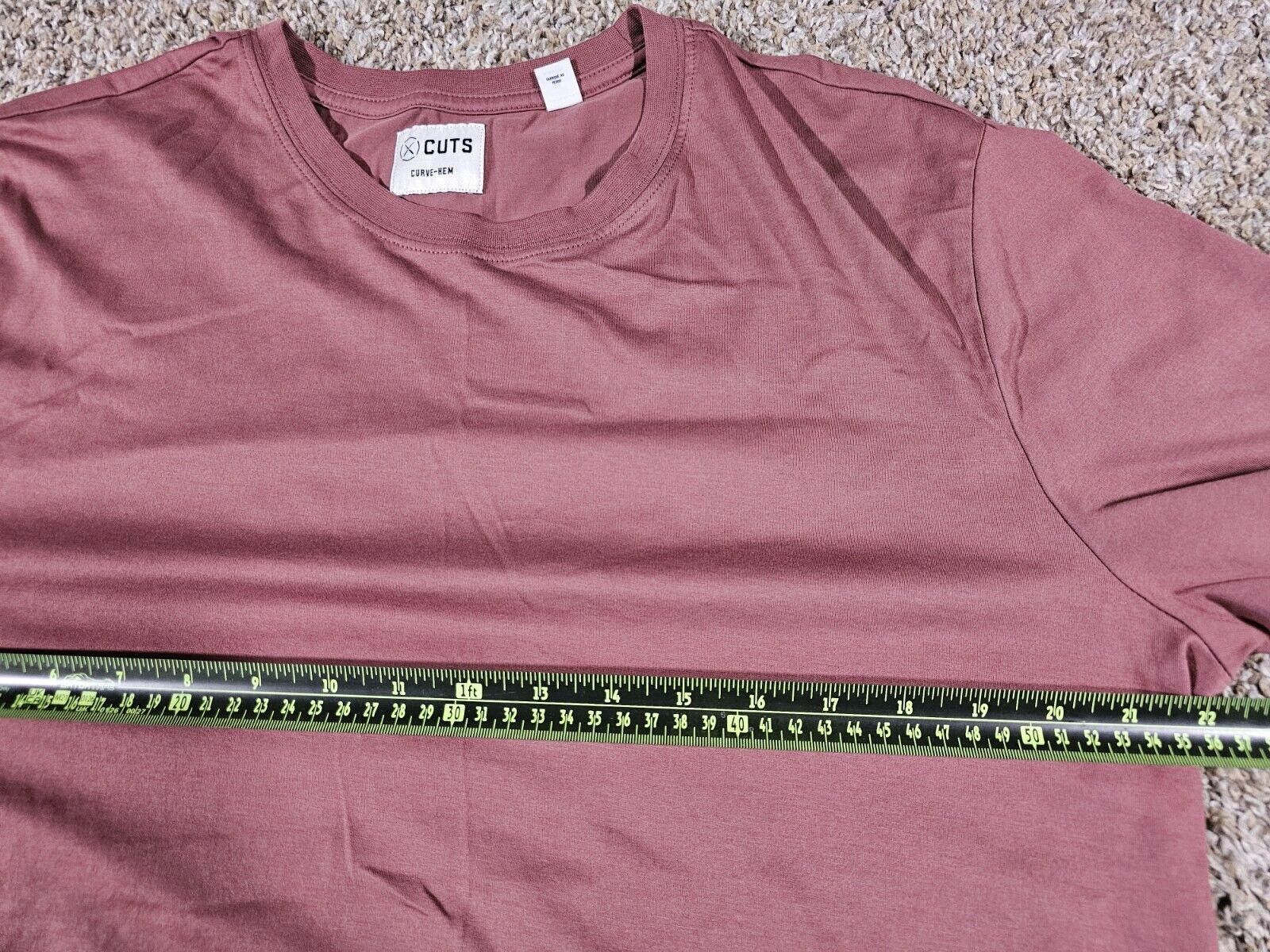 Designer CUTS curve hem mens XL Pima cotton shirt Red Size US XL / EU 56 / 4 - 4 Thumbnail