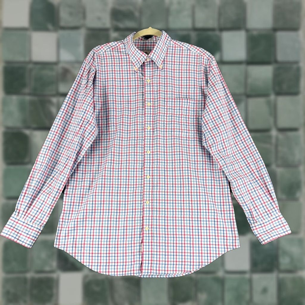 Peter Millar Peter Millar Button-Down Shirt Mens Large Blue Plaid Nanoluxe Long Sleeve Cotton Size US L / EU 52-54 / 3 - 1 Thumbnail