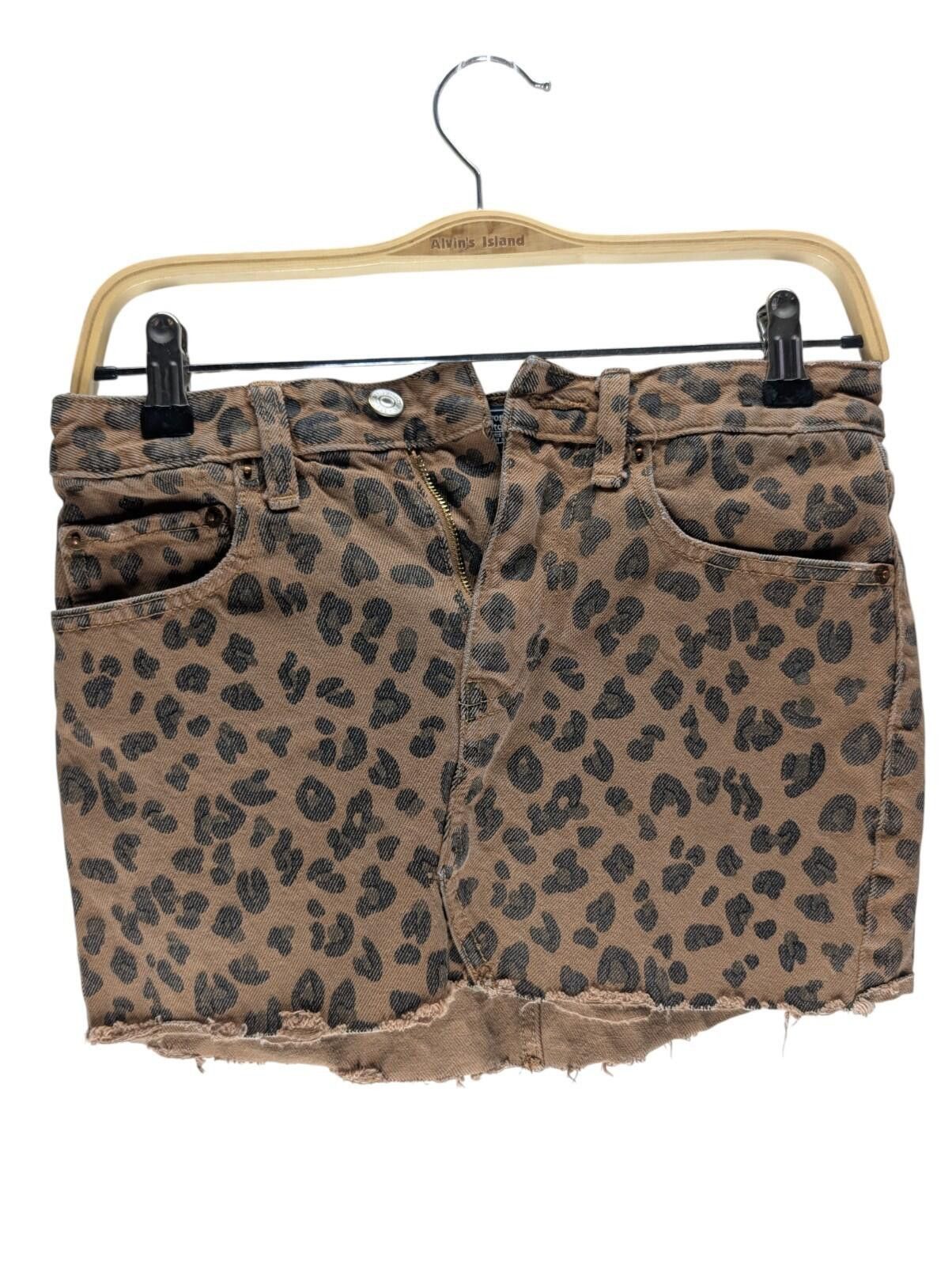 Abercrombie & Fitch Abercrombie & Fitch Leopard Print Denim Mini Skirt (Size 00) Size 25" / US 0 / IT 36 - 1 Thumbnail