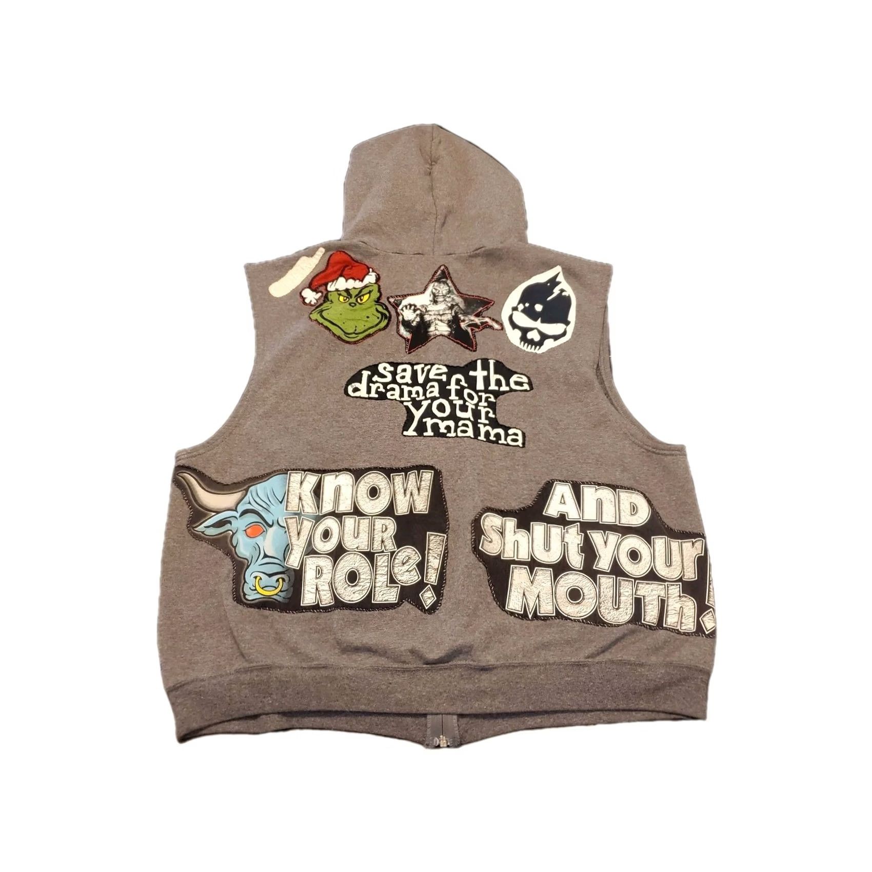Champion VINTAGE Champion Men XL Hoodie Vest Full Zip Graphic Print Patches 90s Grunge Y2K Gray Size US XL / EU 56 / 4 - 2 Thumbnail