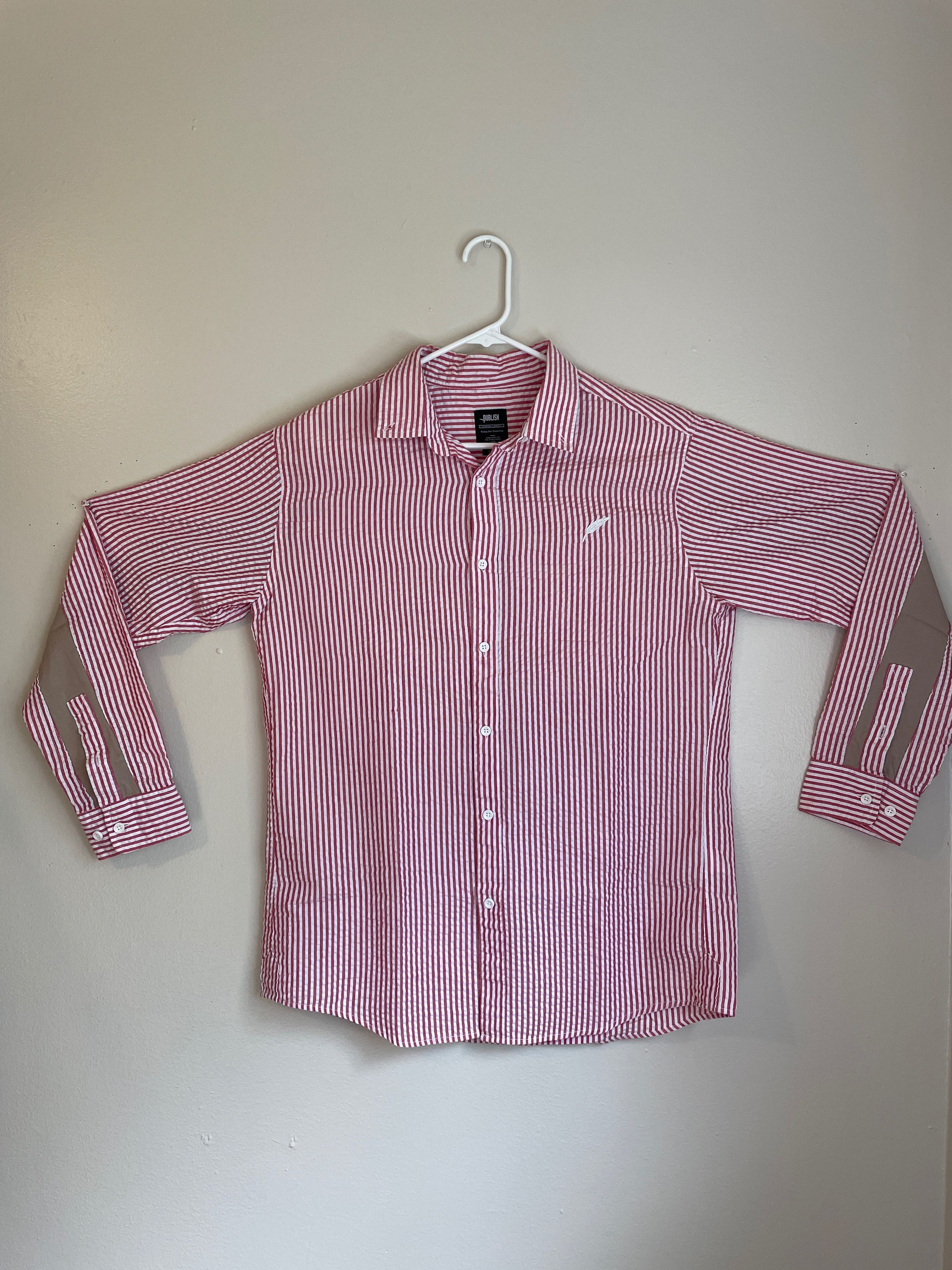 Publish Publish red & white striped long sleeve button up shirt Size US L / EU 52-54 / 3 - 1 Thumbnail