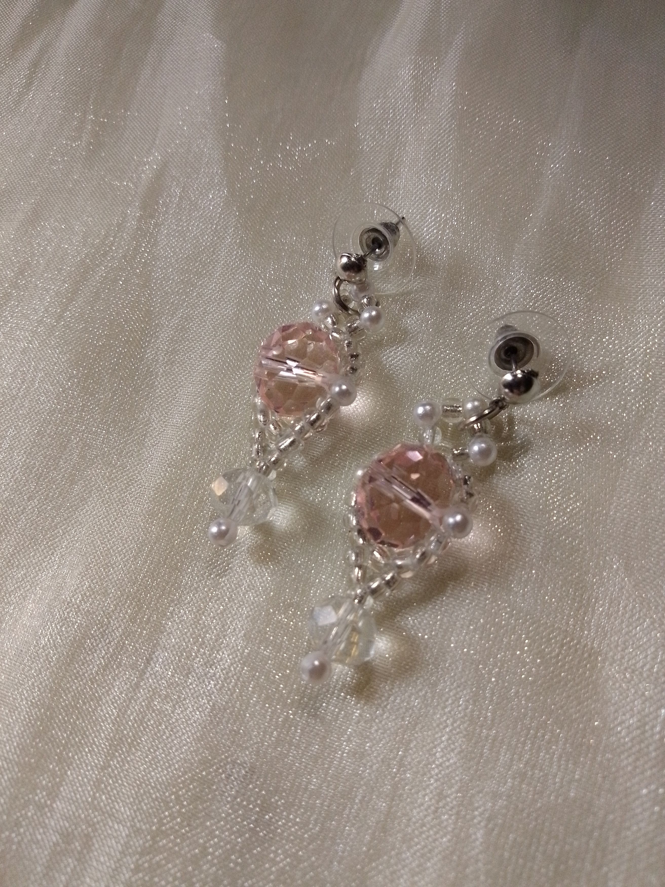 Handmade Necklace Earrings Pink Crystal Heart Pendant Swarovski Size ONE SIZE - 7 Thumbnail