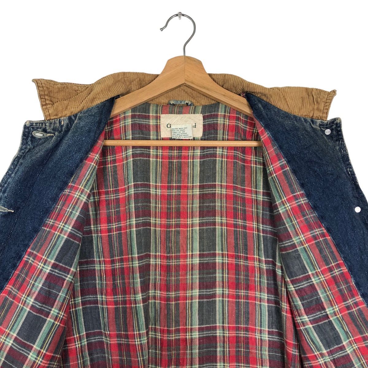 Japanese Brand 🔥Great Land Denim Chore Jacket Blanket Lining Tartan Design Size US L / EU 52-54 / 3 - 11 Thumbnail