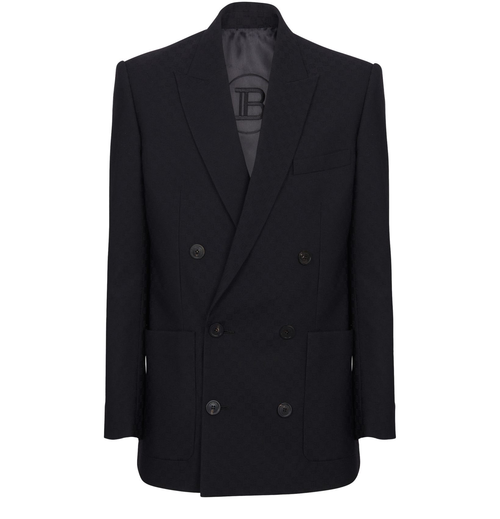 Balmain o1s1wg110125 Jacquard Monogram Blazer in Black Size US L / EU 52-54 / 3 - 1 Thumbnail