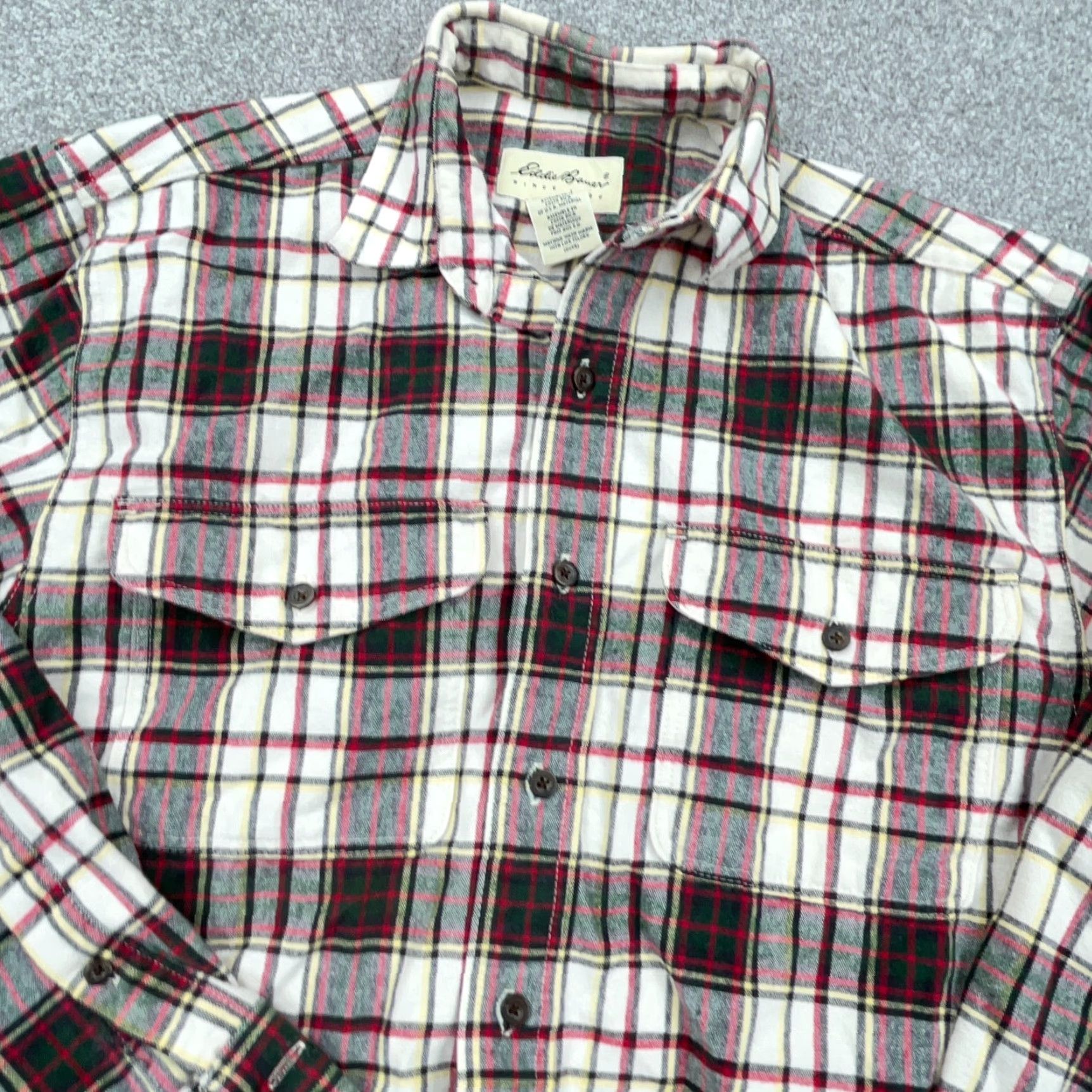 Eddie Bauer VINTAGE Eddie Bauer Flannel Shirt Men Small White Red Plaid Button Up Camp Hiking Adult Size US S / EU 44-46 / 1 - 2 Thumbnail
