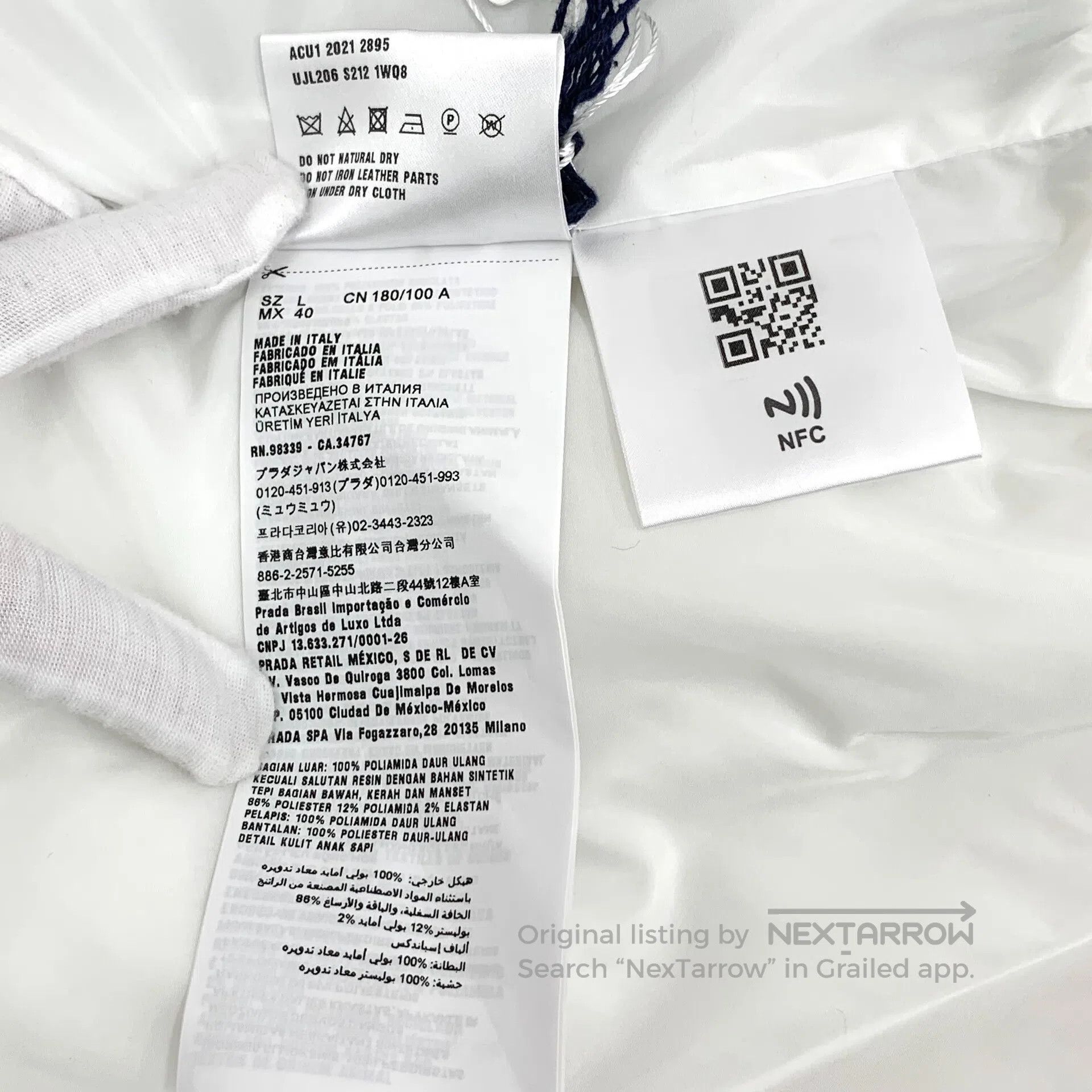 Prada Prada White Pocket Triangle Logo V-neck Long-sleeve Sweats Size US L / EU 52-54 / 3 - 9 Thumbnail