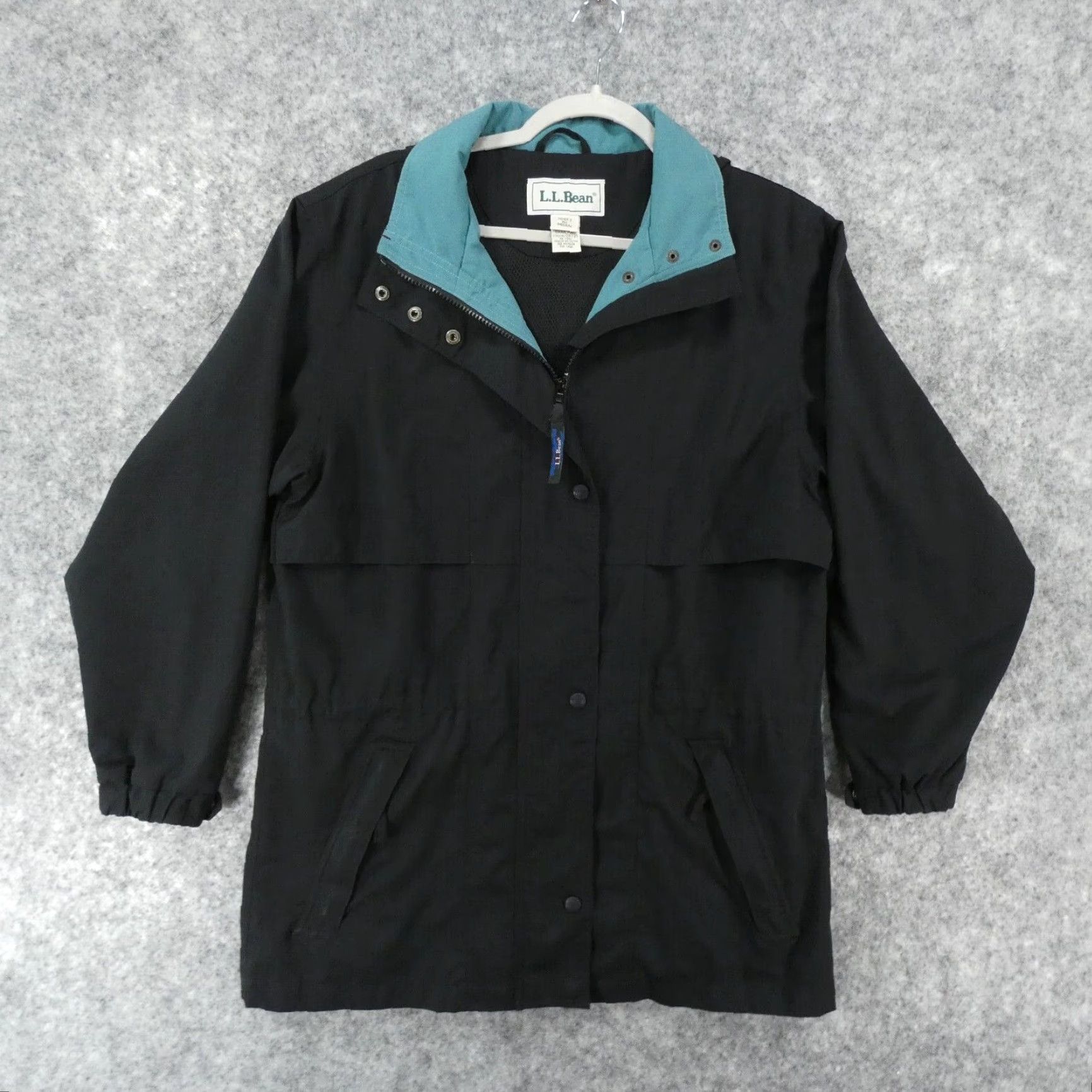 Vintage L.L. Bean Jacket Womens Medium Black Turquoise Hooded Lined Full Zip Size M / US 6-8 / IT 42-44 - 2 Thumbnail