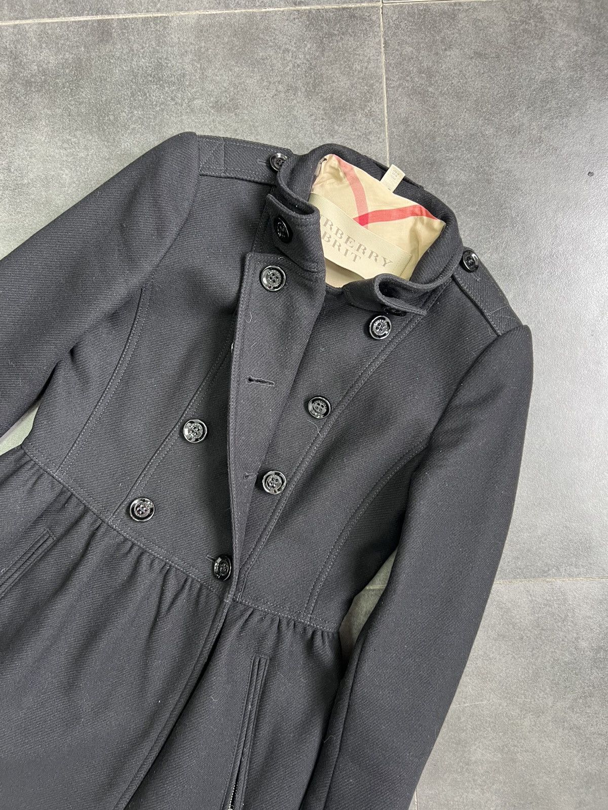 Burberry × Vintage Burberry Wool Cashmere Black Double Breasted Trench Coat Size S / US 4 / IT 40 - 4 Thumbnail