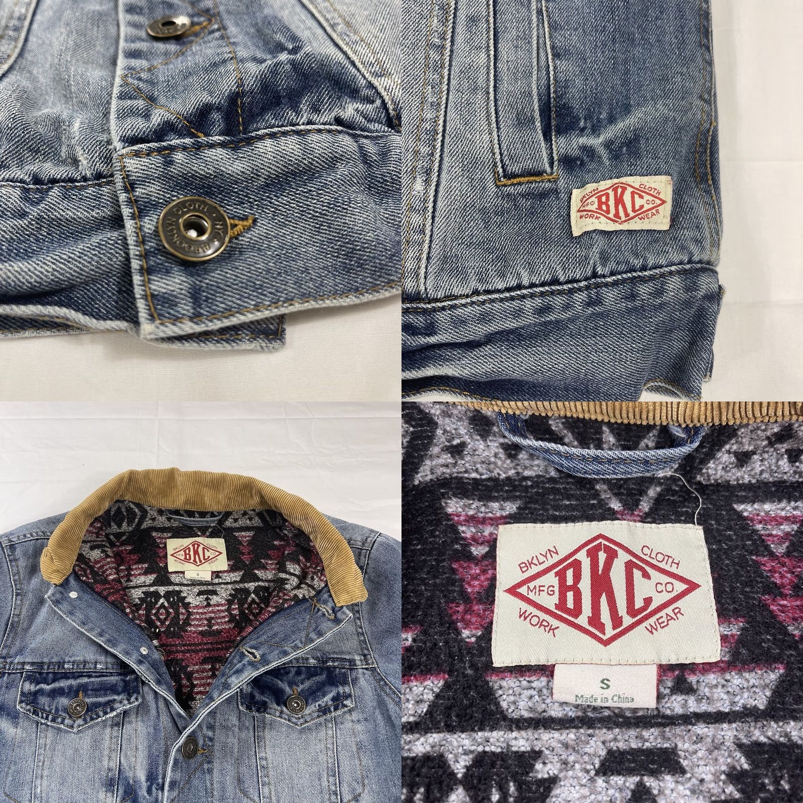 Denime Brooklyn Cloth Denim Jacket Sz S Chore Workwear Denim & Gray Aztec Southwest Lined Pockets Vintage No Mens Womens Size US S / EU 44-46 / 1 - 9 Thumbnail