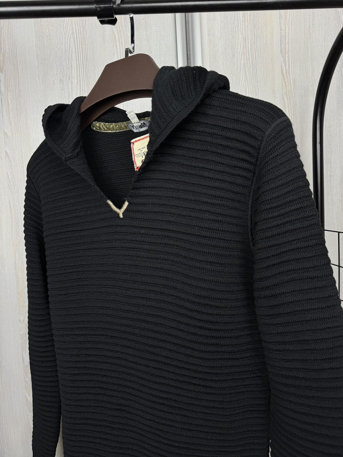 Armani Armani Jeans black ribbed wool blend hooded knitted sweater Size US S / EU 44-46 / 1 - 3 Thumbnail