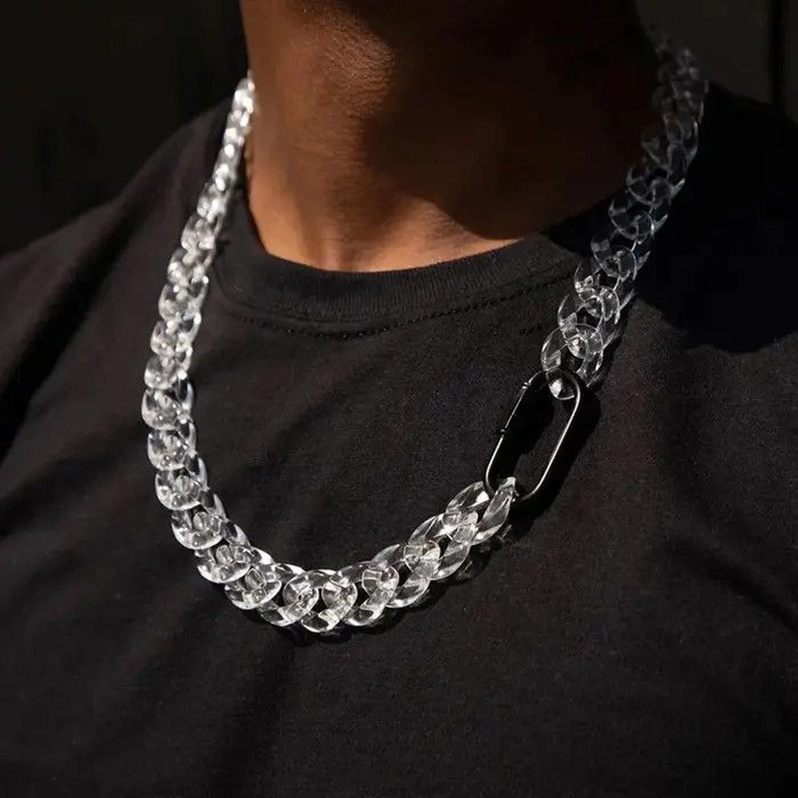 Jewelry See Through Cuban Chain Necklace Size ONE SIZE - 1 Thumbnail