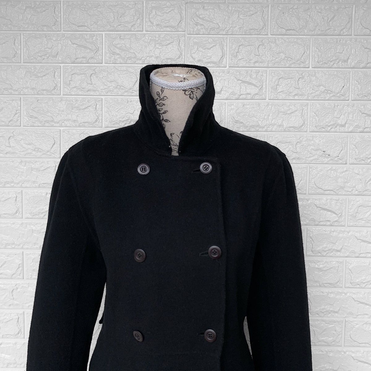Tsumori Chisato ISSEY MIYAKE DOUBLE BREASTED WOOL DRESS COAT BLACK Size M / US 6-8 / IT 42-44 - 7 Thumbnail