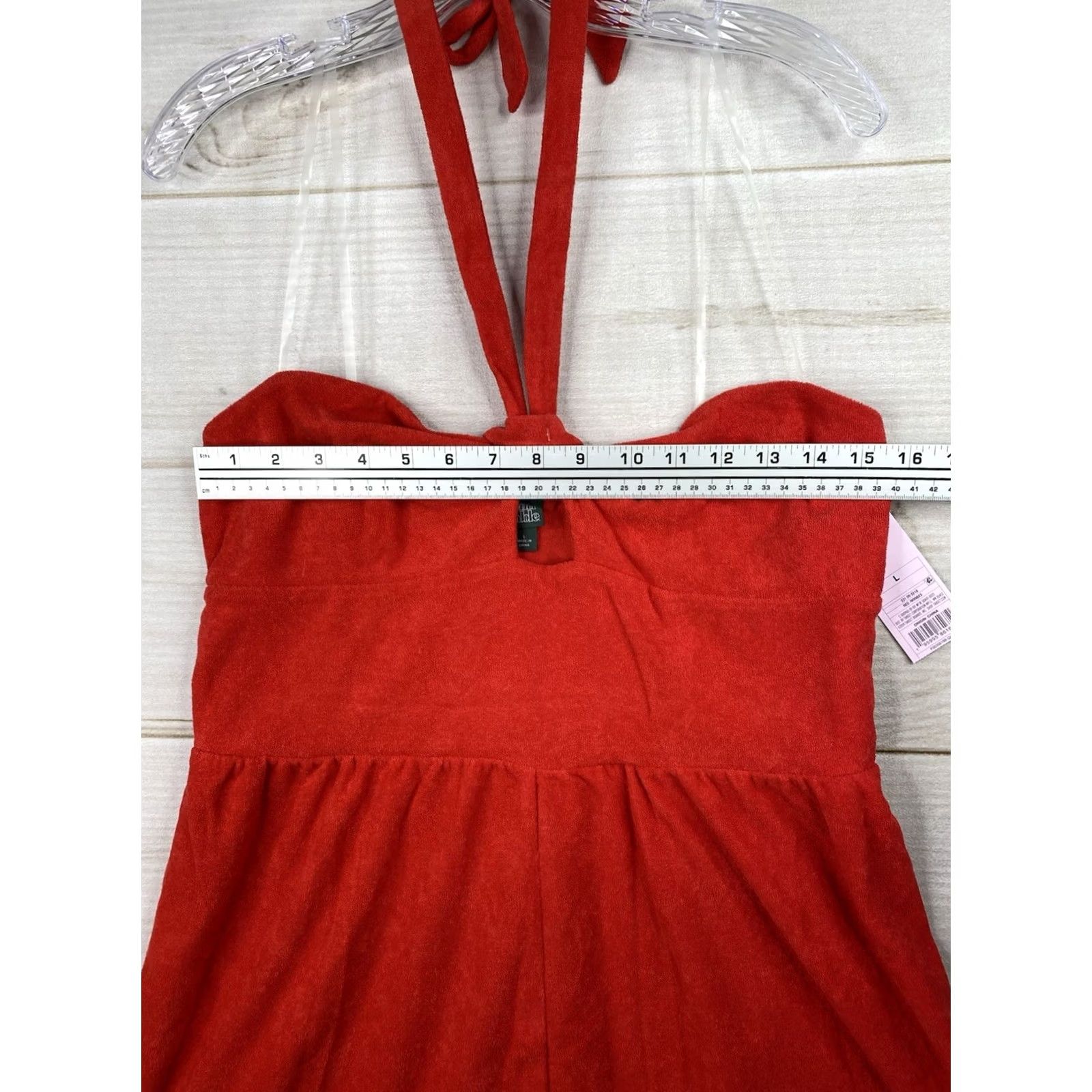 Vintage Wild Fable Romper Shirt Red Adult L Halter Beach NWT Shortall Sleeveless Cotton Polyester 70s 80s 90s Aloha Womens Size 36" / US 14 / IT 50 - 4 Thumbnail