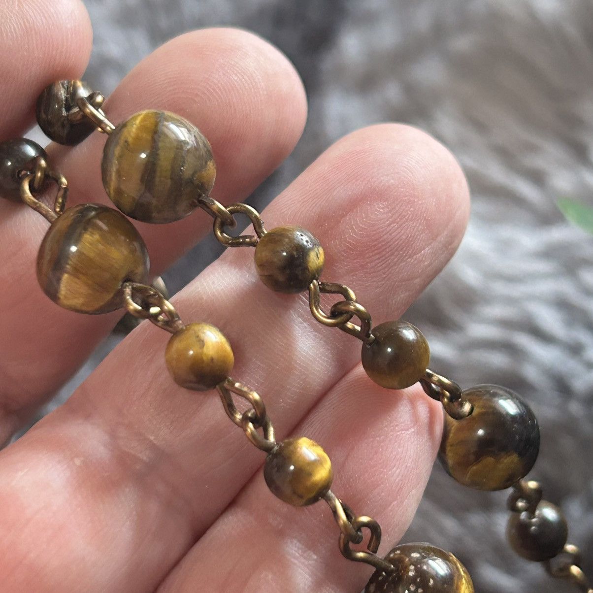 Handmade Handcrafted teardrop genuine stone tigers eye brass set Size ONE SIZE - 3 Thumbnail
