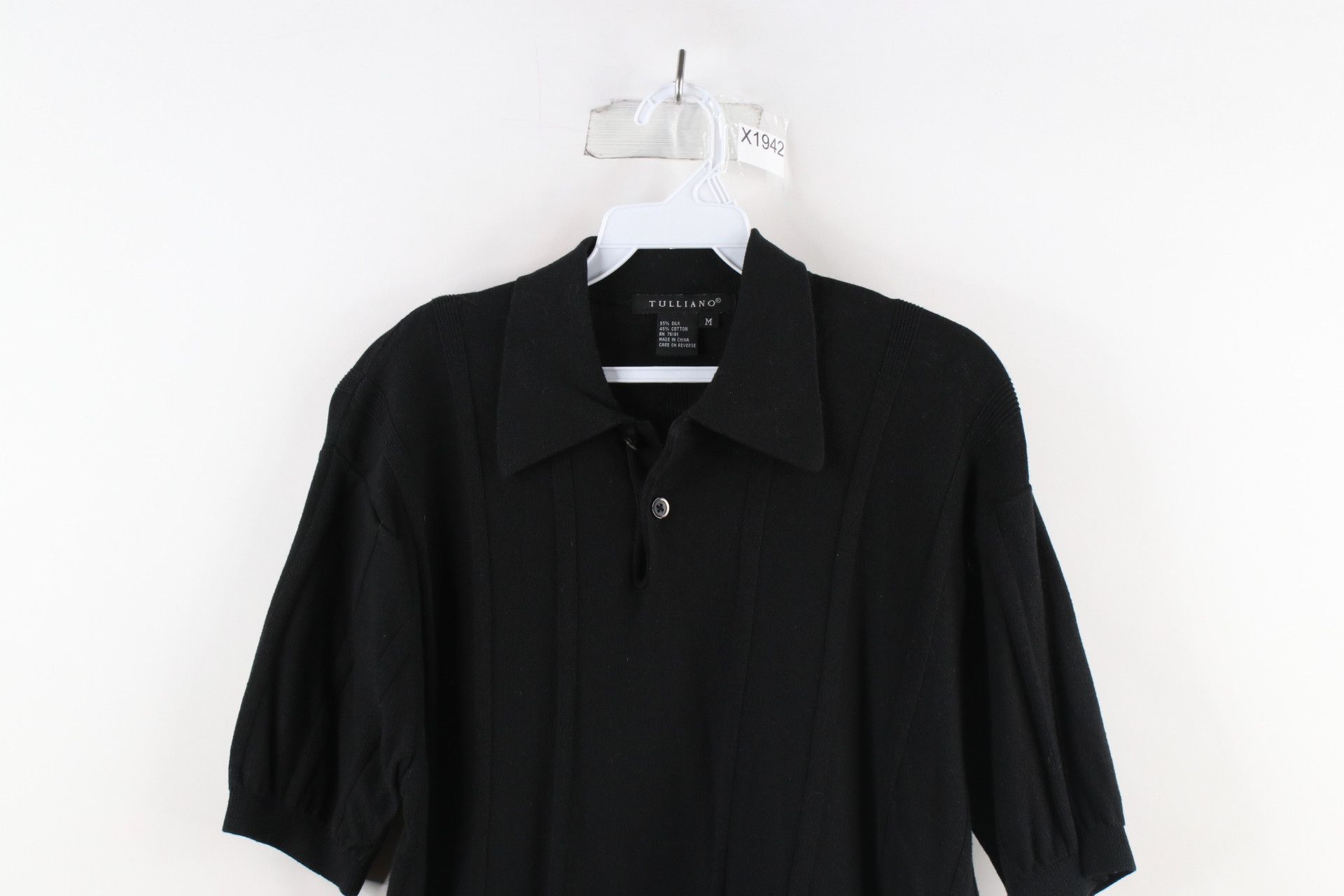 Vintage Vintage 90s Streetwear Silk Blend Knit Collared Polo Black Size US M / EU 48-50 / 2 - 2 Thumbnail