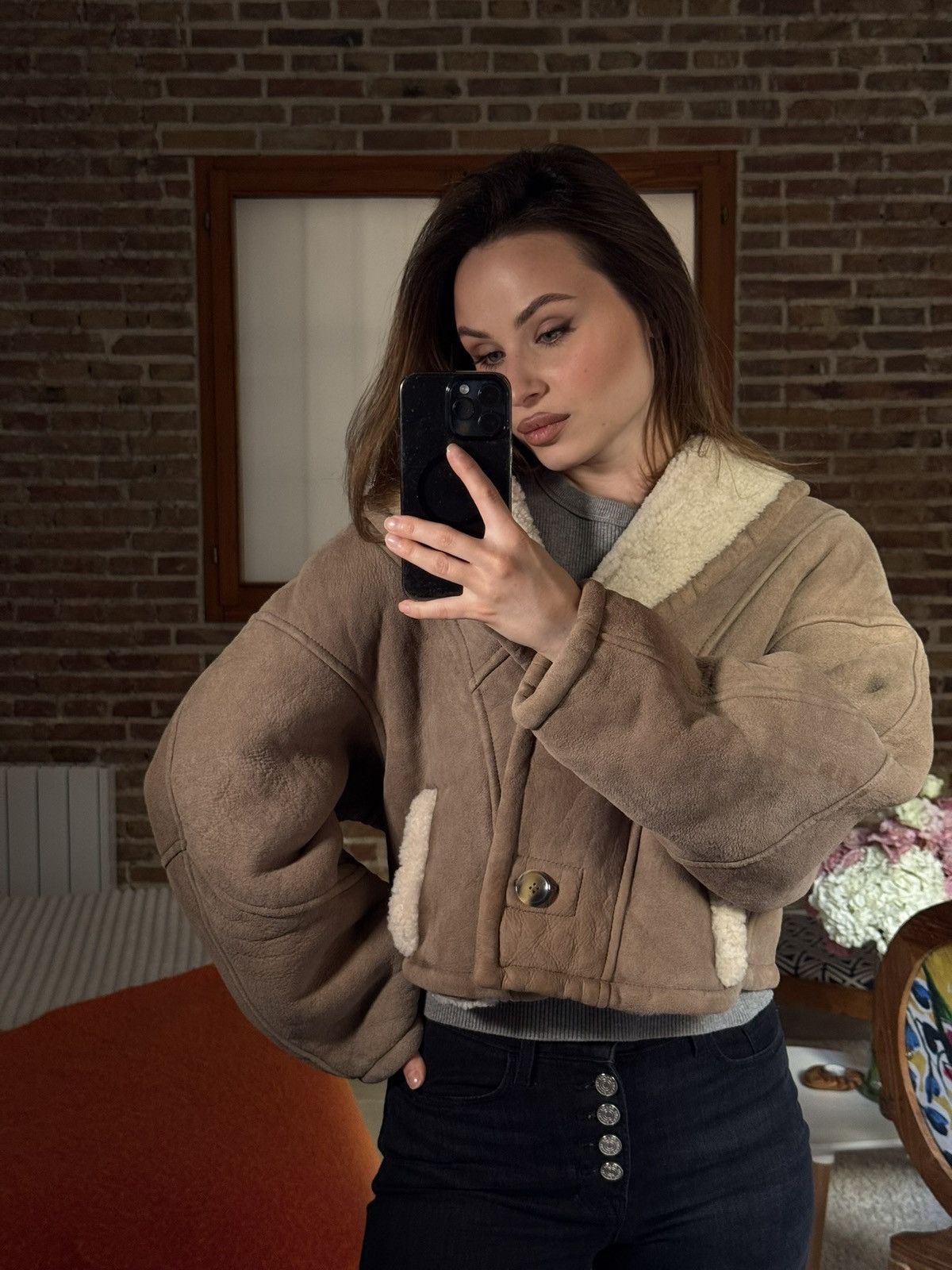 Other Furfuza Shearling Lambskin Jacket Beige Size S / US 4 / IT 40 - 11 Thumbnail