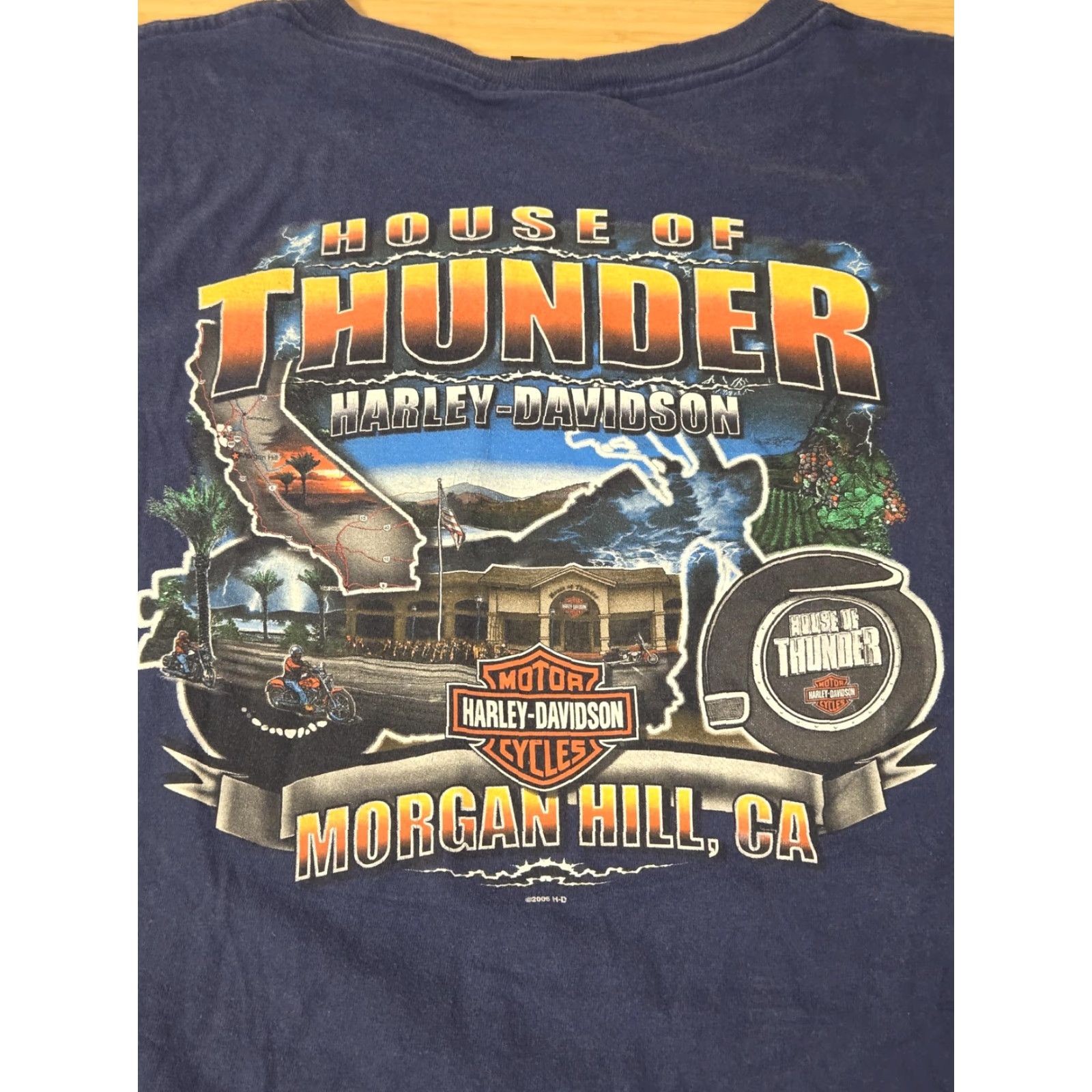 Harley Davidson Harley-Davidson Shirt Mens 2XL Blue House of Thunder Morgan Hill Motorcycle Tee Size US XXL / EU 58 / 5 - 6 Thumbnail