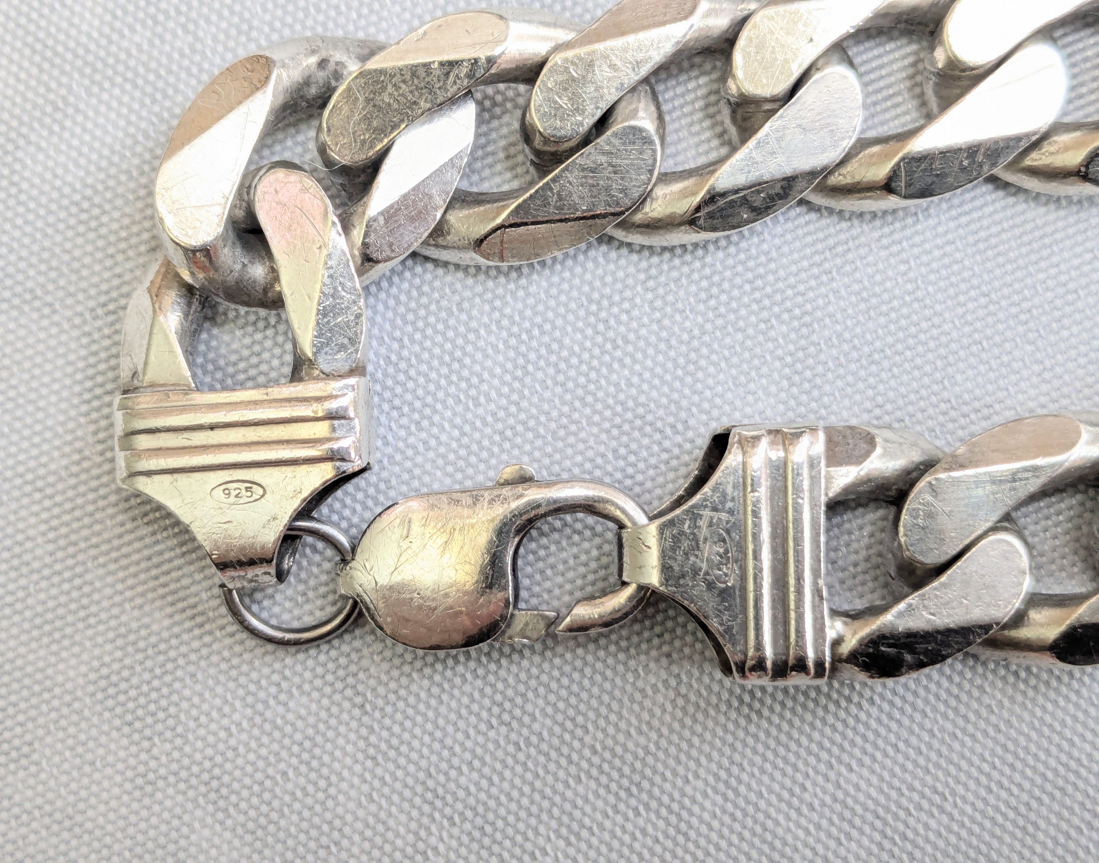 Jewelry Vintage Sterling Silver Cuban Bracelet Link Chain 8.5" Size ONE SIZE - 10 Thumbnail
