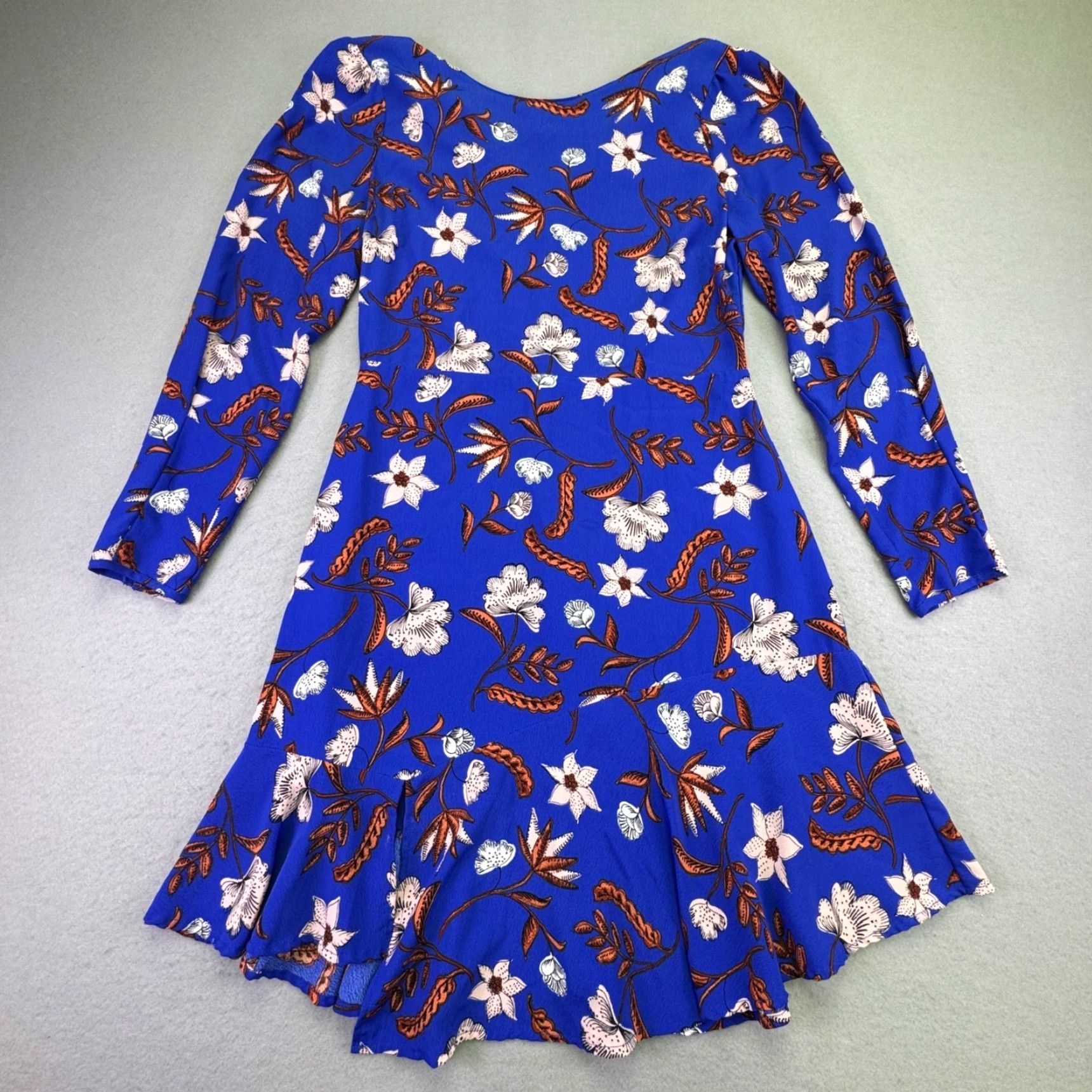 ASTR The Label VINTAGE ASTR The Label Dress Womens Medium Blue Floral Print Long Sleeve Knee Length Size M / US 6-8 / IT 42-44 - 4 Thumbnail